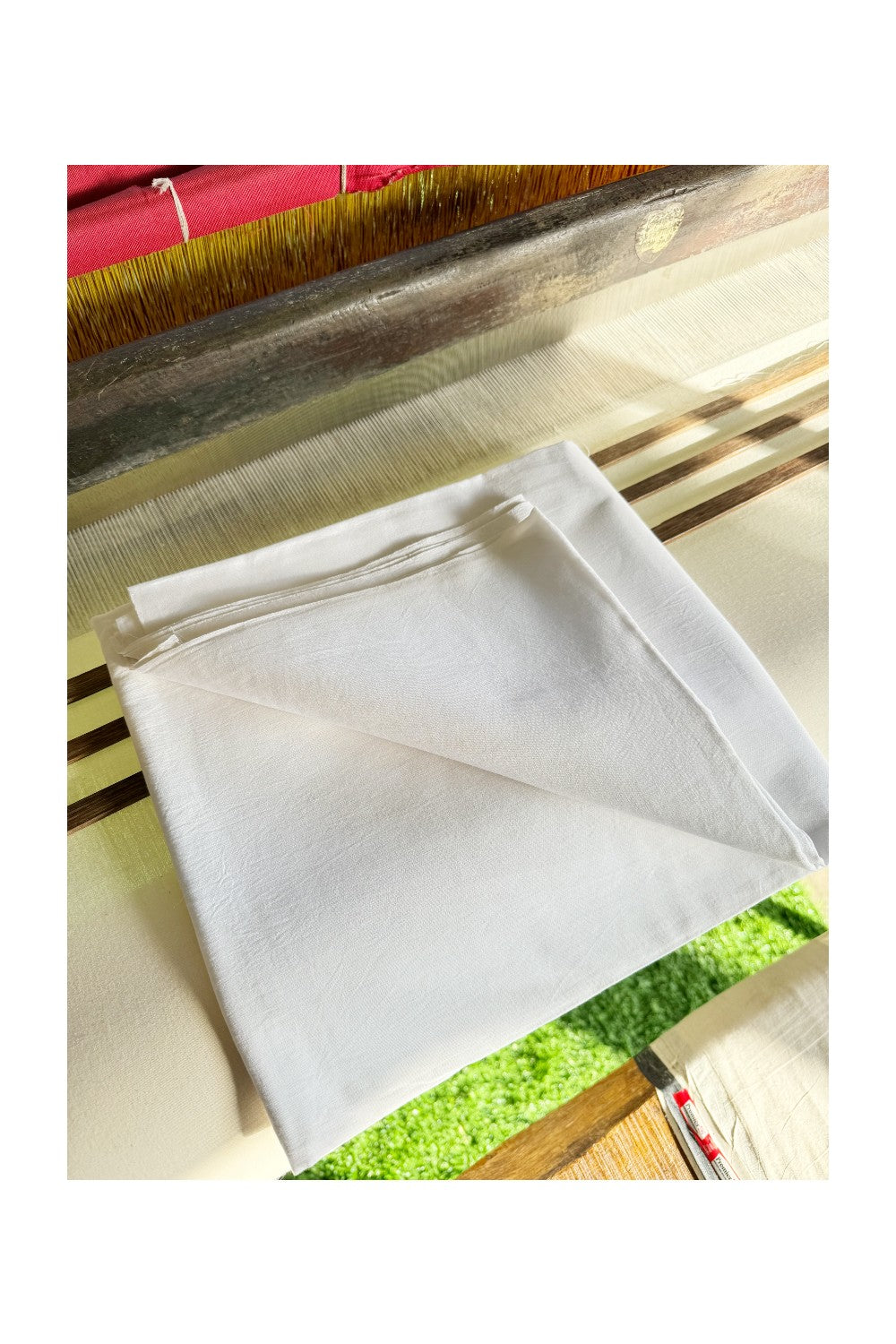 4. Original KHADI Kerala HANDLOOM Cotton Material - Kaitharikada Exclusive Product - PURE White PURE Cotton Shirt Material 2.5x1.29(m) (₹ 879 per meter) - 4KK01KAI