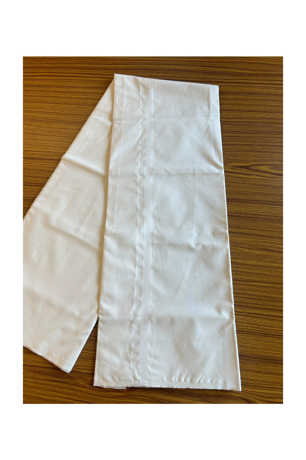 26% DISCOUNT ! KaithariKada Balaramapuram 100% COTTON SINGLE OFF WHITE (Unbleached) Mundu/Dhoti-100X100- 0.5 inch White Kara (2 meter / 4 muzham)- 1KK466ASH