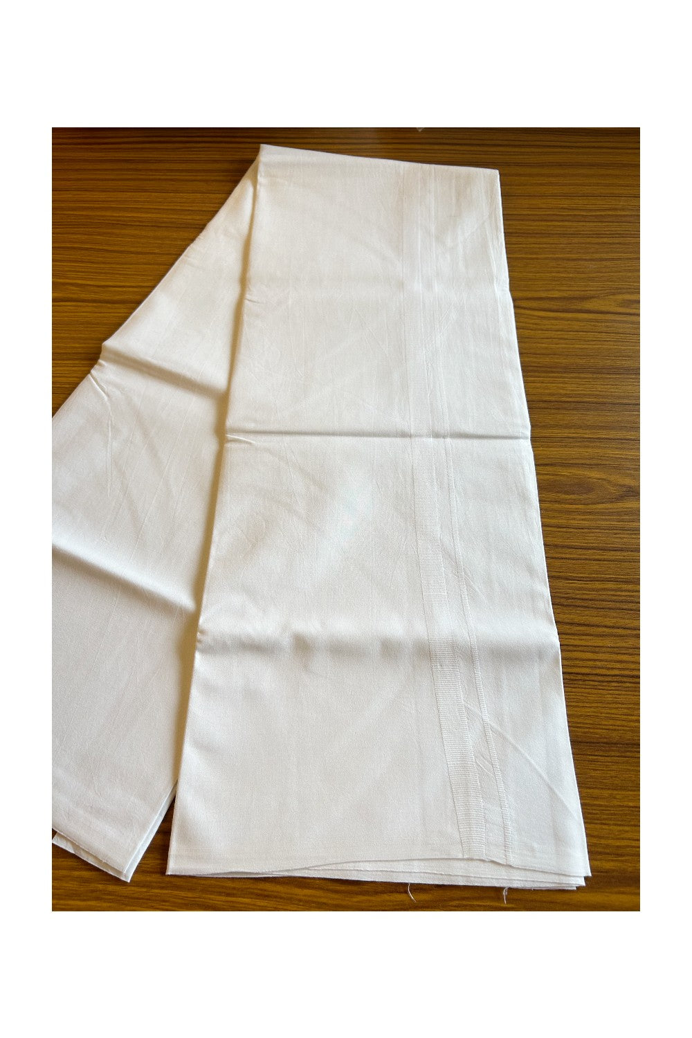 23% DISCOUNT ! KaithariKada Balaramapuram 100% COTTON SINGLE PURE WHITE Mundu/Dhoti-100s Twisted- 0.5 inch White Kara (2 meter / 4 muzham) - 1KK5009ASH