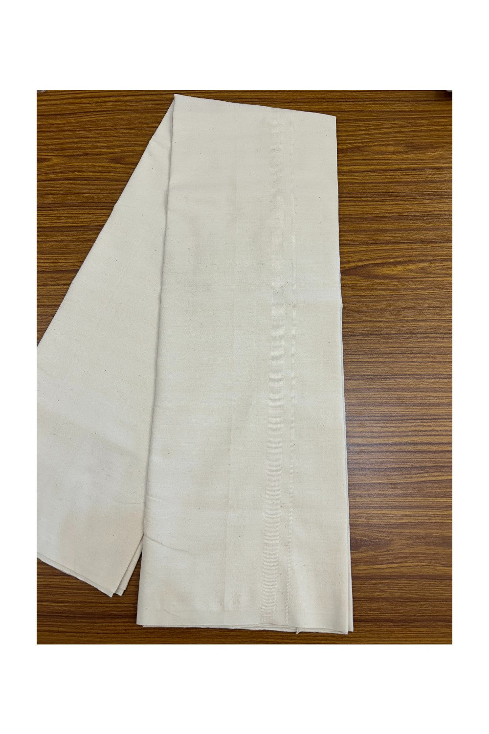 25%Discount!! Signature Kaitharikada Exclusive Single Dhoti - 100% Cotton Balaramapuram Handloom Single Mundu/Dhoti - Off White - (Unbleached) 0.75 inch White Kara (1.90 meter / 4 muzham)- 1KK5194KAI
