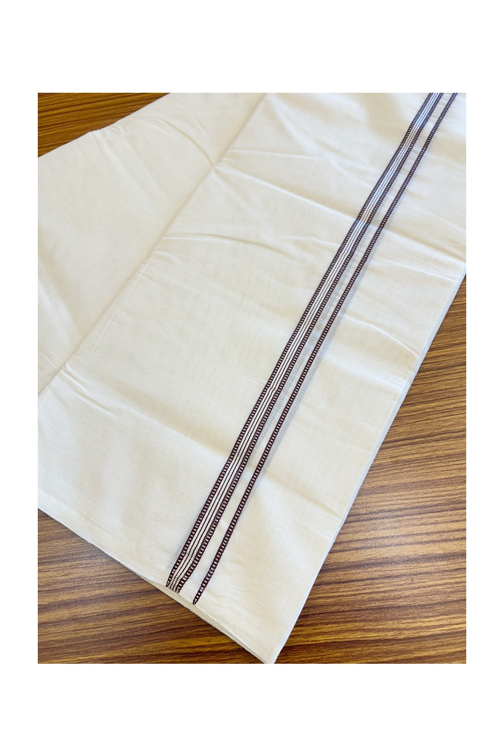 SHORT DHOTI SPECIAL! Kaitharikada.com - 19% DISCOUNT! Balaramapuram Double Off white - (Unbleached)  100% Cotton Mundu/Dhoti - 100x100 - 0.5 Inch Kara & 45 inches Height MUTHUKKURI Silver & Deep Brown Kara - 1KK5125ASH