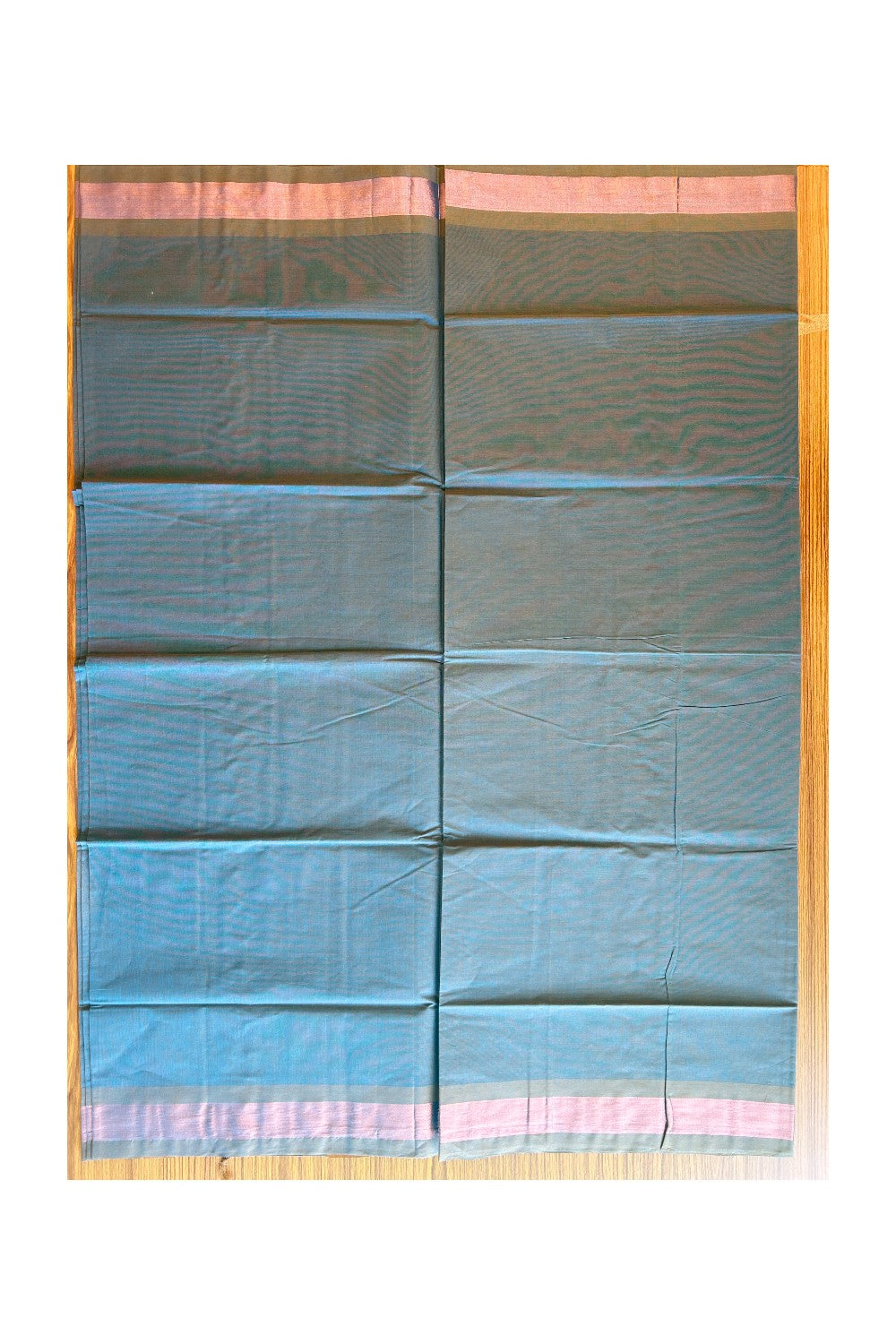 KaithariKada- Balaramapuram Saree - 100% PURE Cotton Silk - Blue Green Shaded & Copper Kasavu Design -1KK1005PAN.