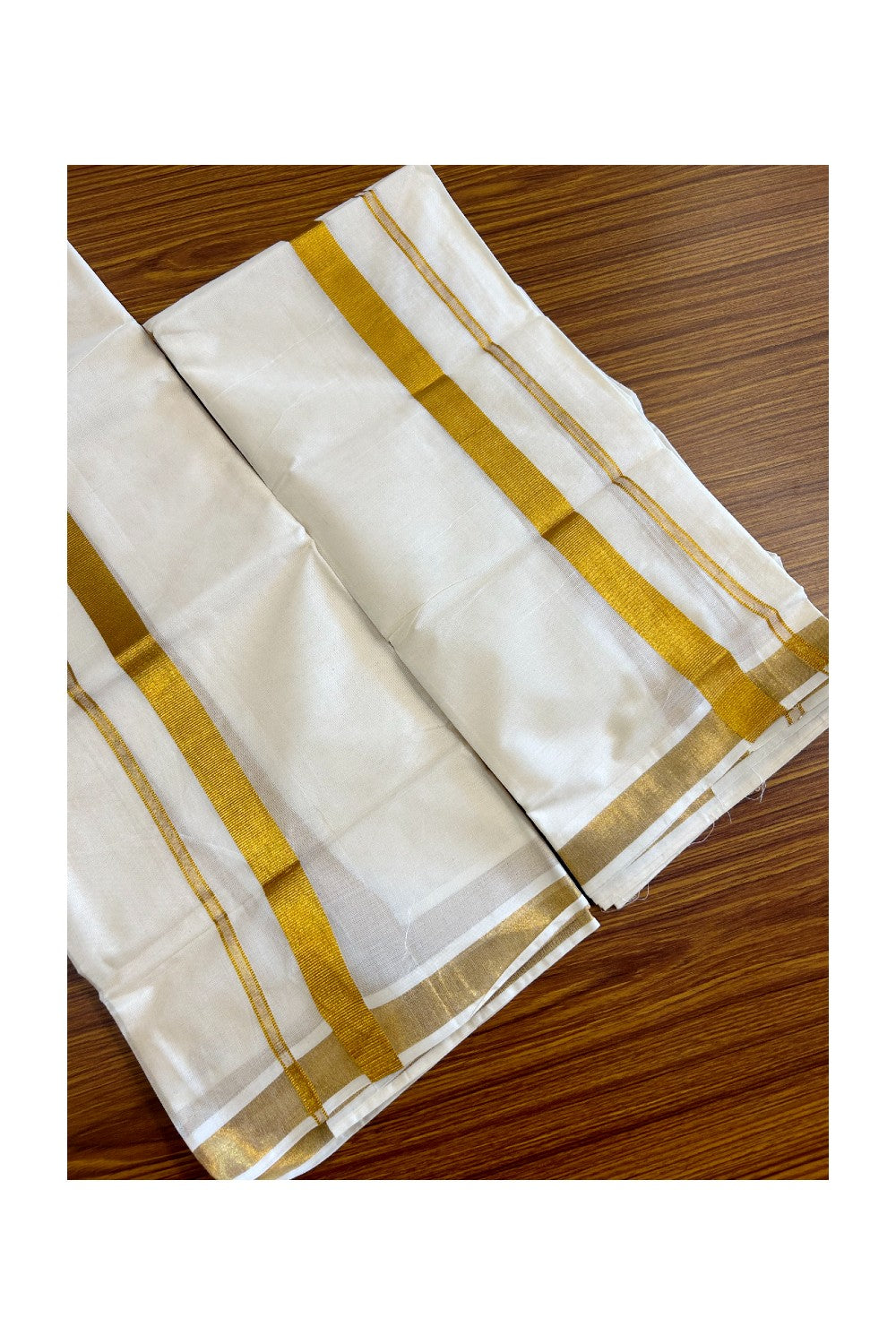 25% Discount!! KaithariKada - Kerala Cotton Mix SINGLE SET MUND FOR WOMEN -EXTRA LENGTH - Kasavu Small Kara - 10KK471CKA