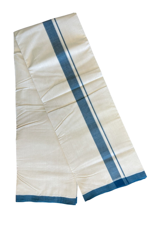 21% Discount! KaithariKada Balaramapuram Handloom 100% Millpaav Cotton Double Mundu/Dhoti Off white-100x100 Peacock Green Mulloth Border 3.60m - 10KK65RAM