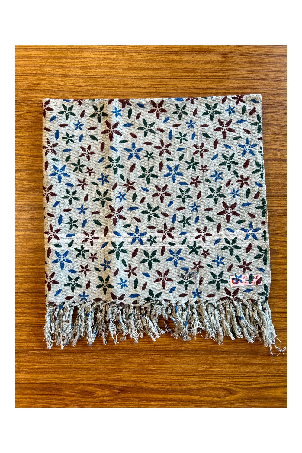16% Discount! Kaitharikada - Pure Cotton Blotting Pattern - 30 x 60 inch - 10KK124SAR