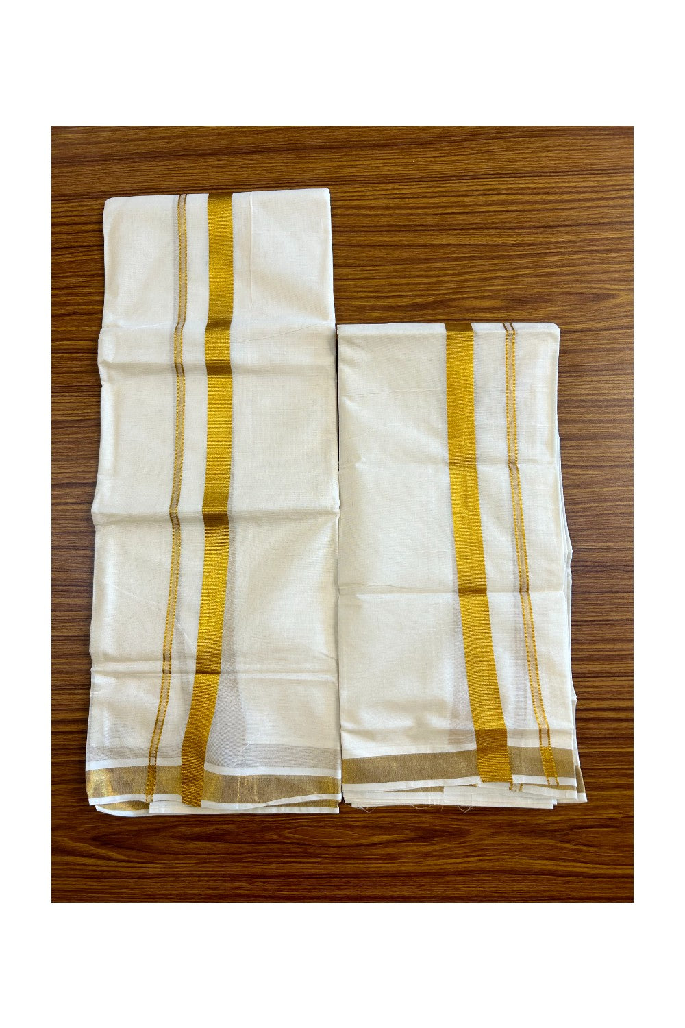 25% Discount!! KaithariKada - Kerala Cotton Mix SINGLE SET MUND FOR WOMEN -EXTRA LENGTH - Kasavu Small Kara - 10KK471CKA