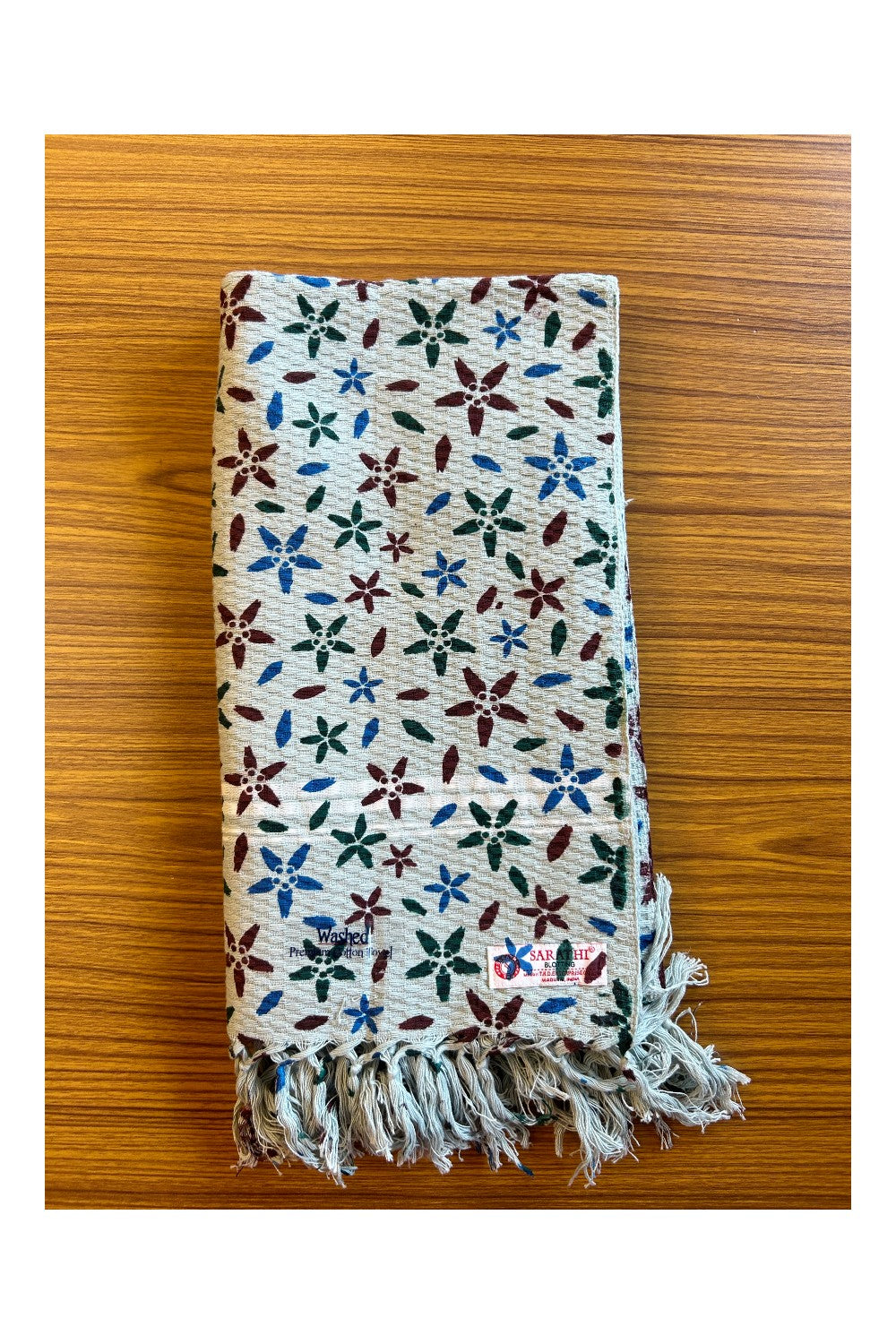 16% Discount! Kaitharikada - Pure Cotton Blotting Pattern - 30 x 60 inch - 10KK124SAR