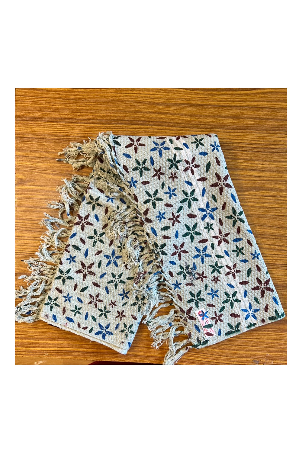 16% Discount! Kaitharikada - Pure Cotton Blotting Pattern - 30 x 60 inch - 10KK124SAR