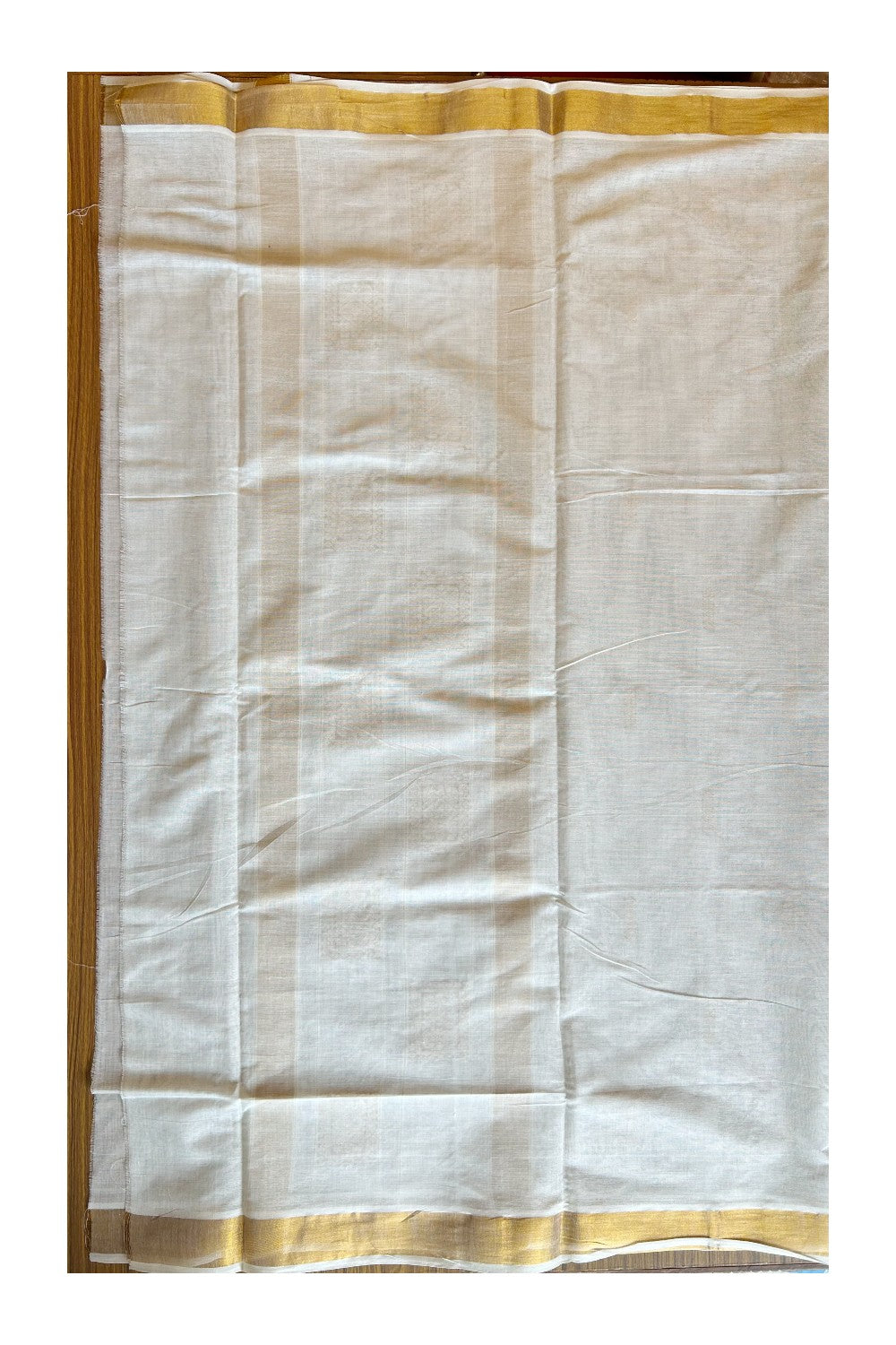 25% Discount! Kaitharikada Kerala Cotton Saree Off white - 12 inch Kasavu Saree with Designed Pattern putta Design - 10KK1003HAR