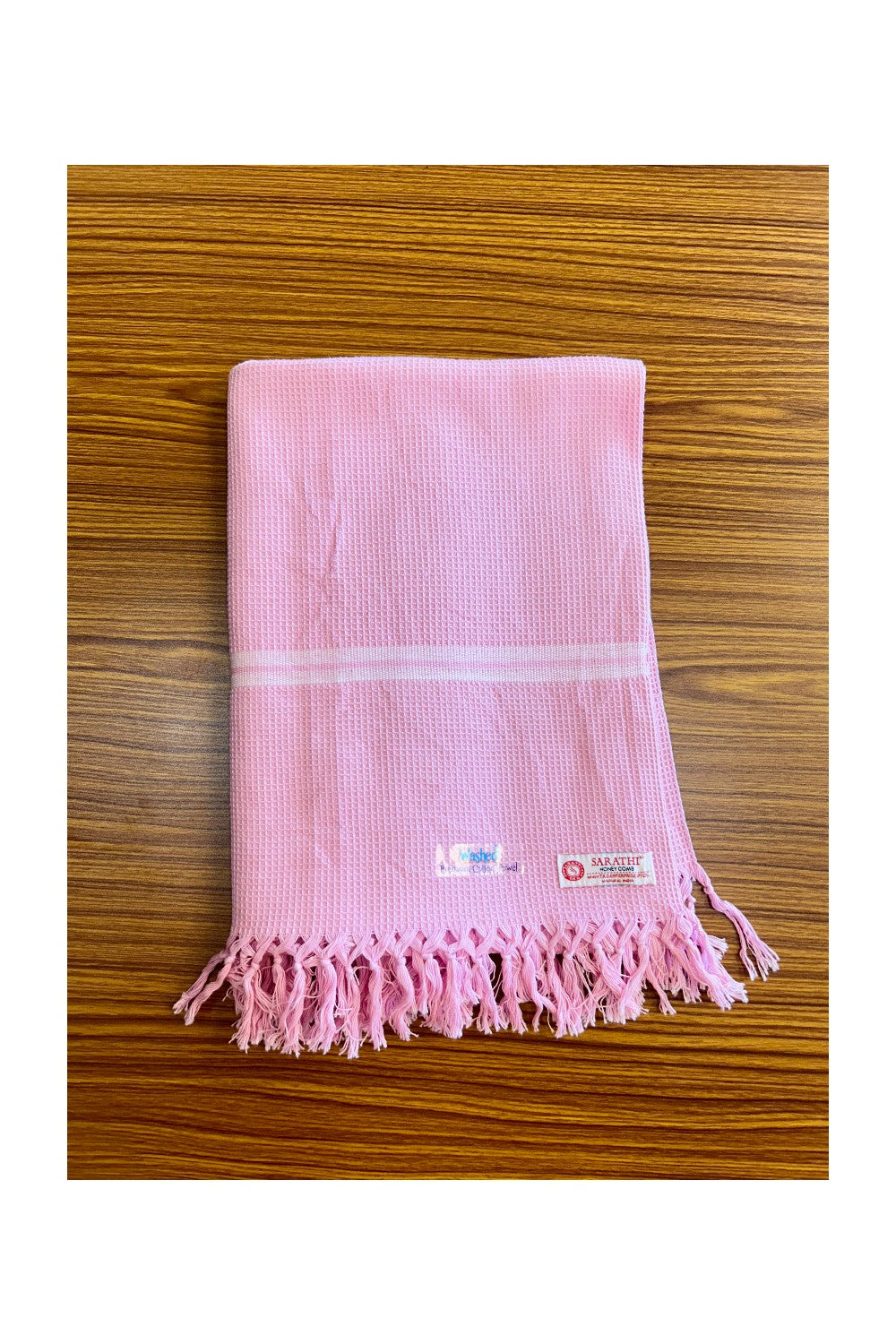16% Discount! Kaitharikada - Pure Cotton Honey Comb Pattern - 30 x 60 inch - 11KK126SAR