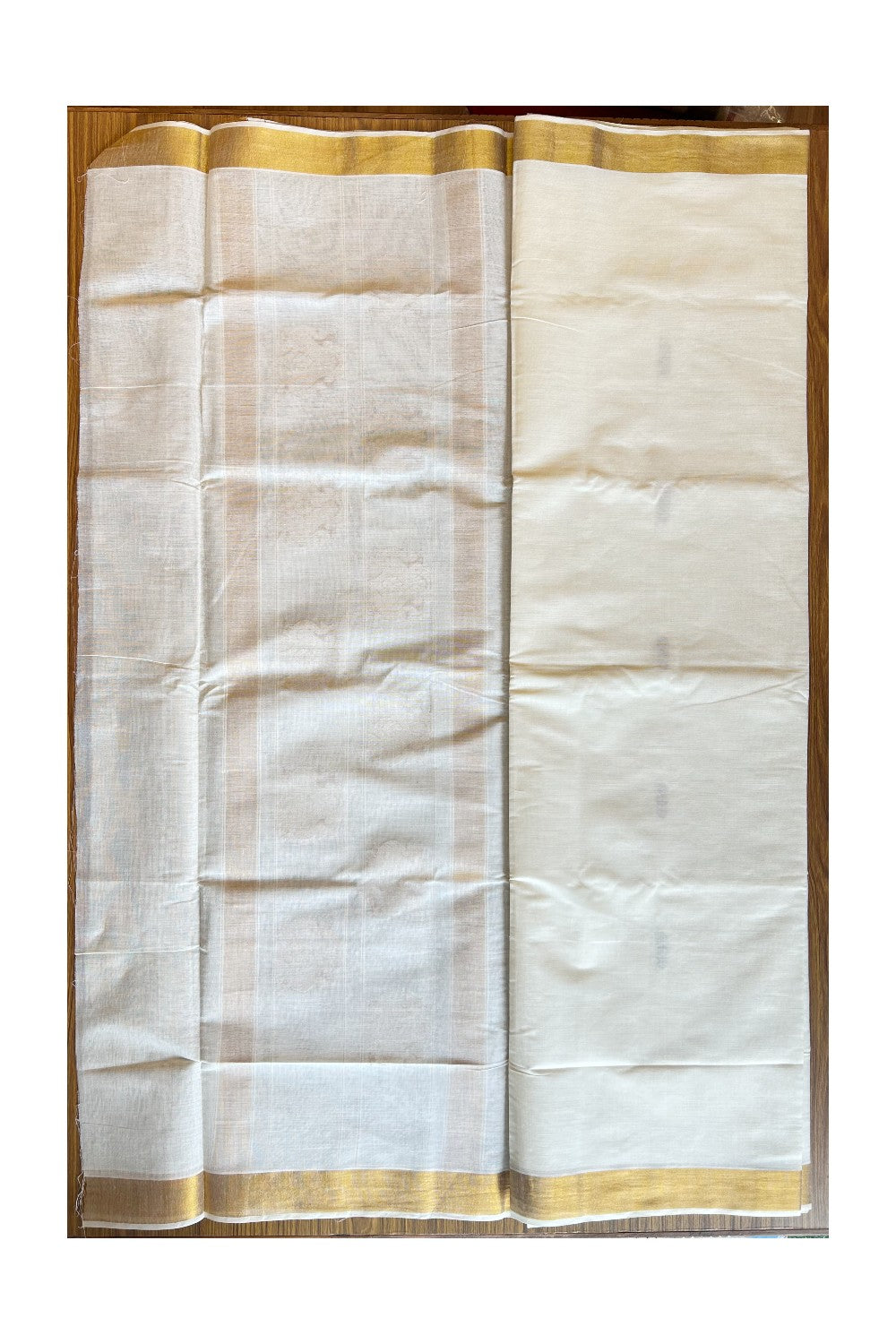 25% Discount! Kaitharikada Kerala Cotton Saree Off white - 12 inch Kasavu Saree with Peacock Pattern putta Design - 11KK1003HAR