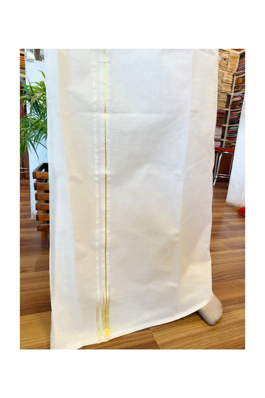 31% OFFER ! KaithariKada Balaramapuram 100% Cotton Double OFF WHITE - (Unbleached) Mundu/Dhoti-100x100 0.75INCH  Puliyilakkara Chutty Kasavu double chutty - 8KK423ASH