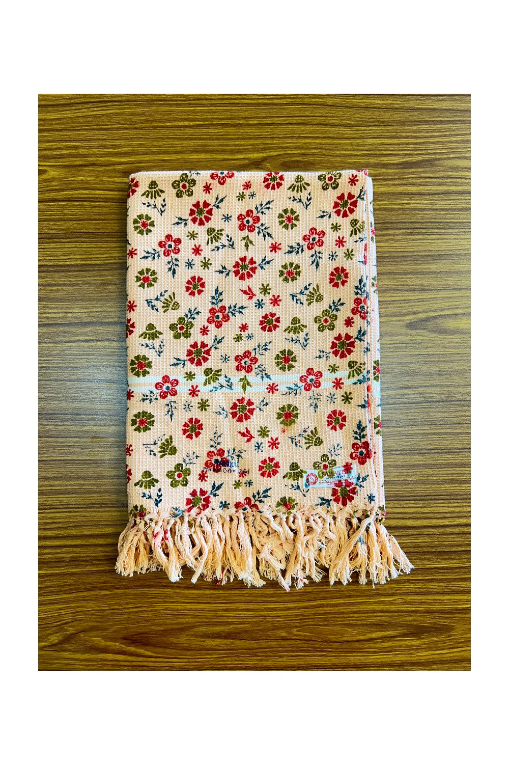 16% Discount! Kaitharikada - Pure Cotton Honey Comb Flower Pattern - 30 x 60 inch - 12KK126SAR