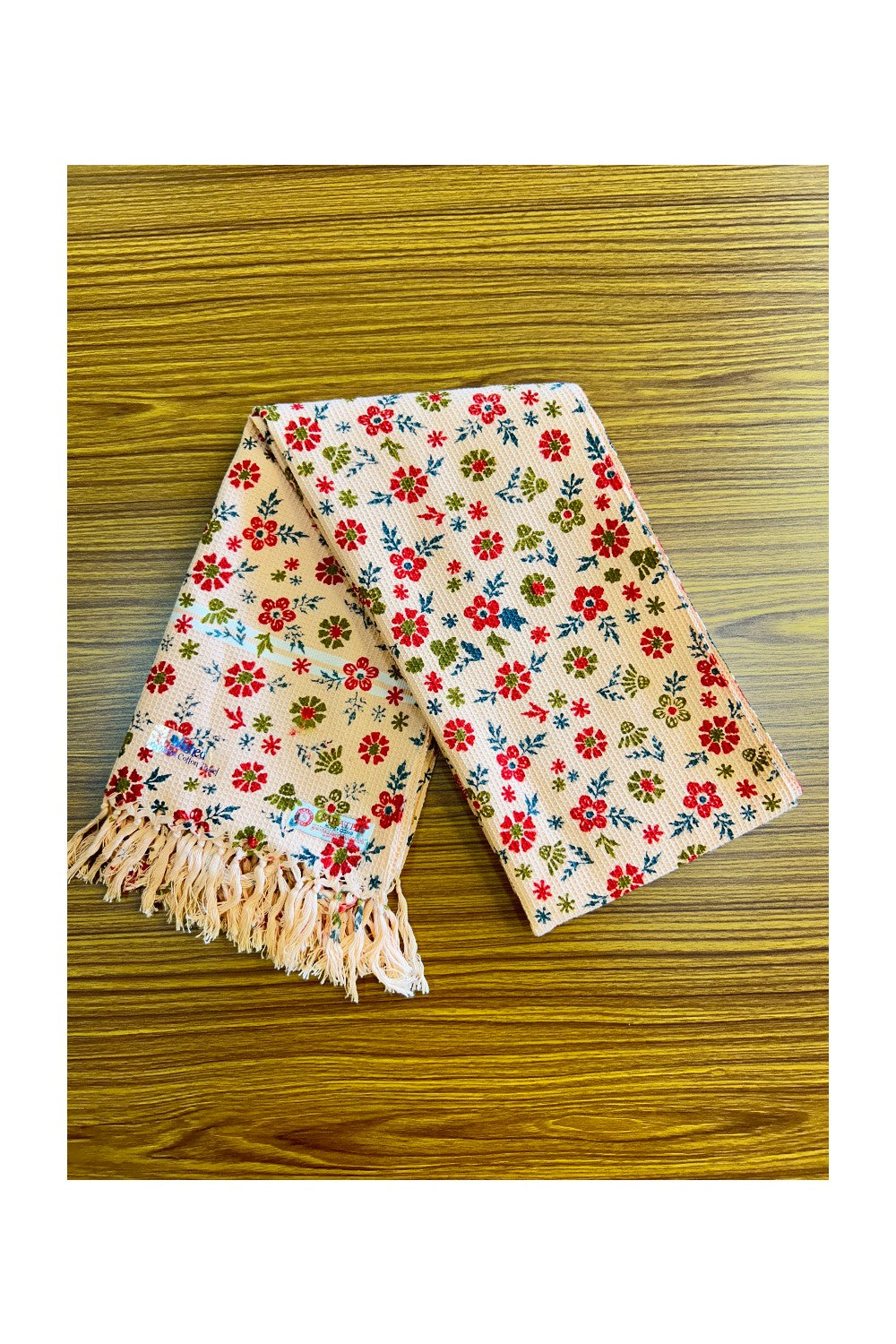 16% Discount! Kaitharikada - Pure Cotton Honey Comb Flower Pattern - 30 x 60 inch - 12KK126SAR