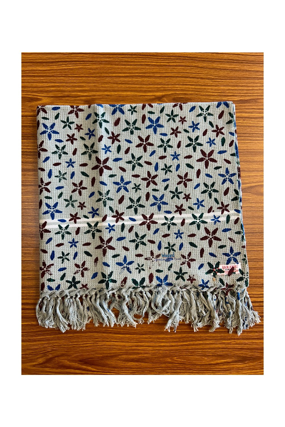 16% Discount! Kaitharikada - Pure Cotton Honey Comb Flower Pattern - 30 x 60 inch - 13KK126SAR