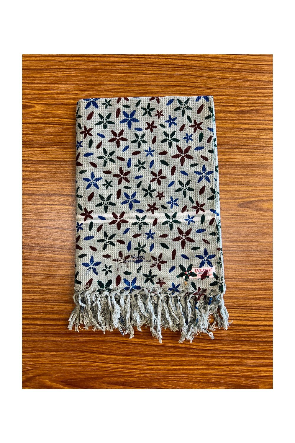 16% Discount! Kaitharikada - Pure Cotton Honey Comb Flower Pattern - 30 x 60 inch - 13KK126SAR