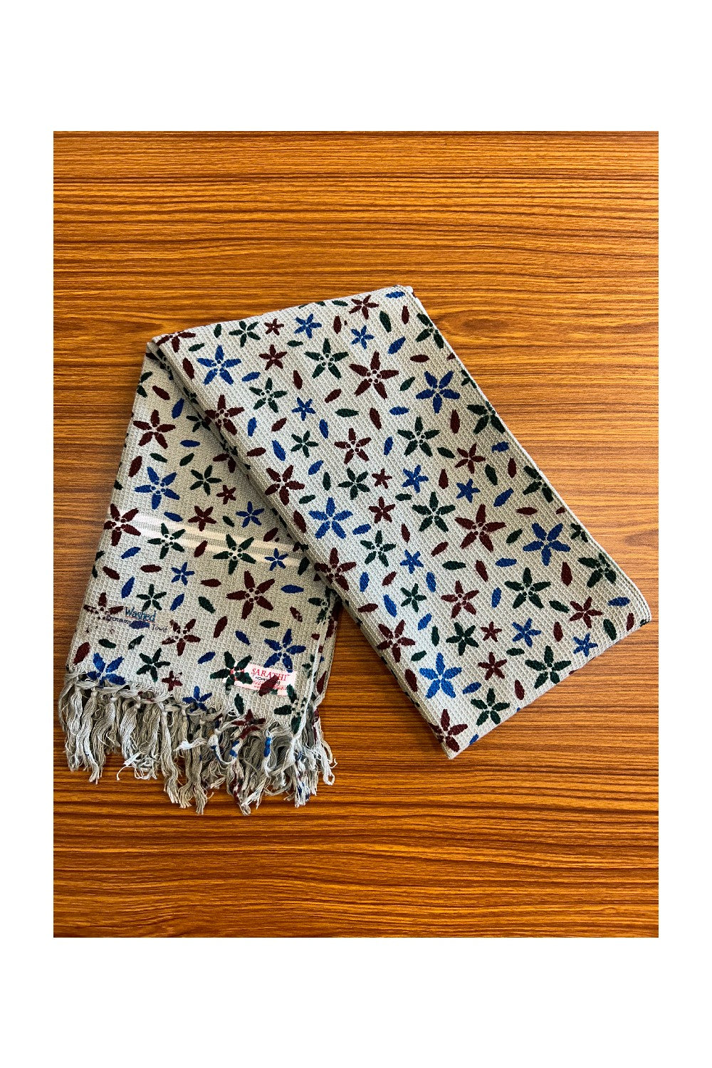16% Discount! Kaitharikada - Pure Cotton Honey Comb Flower Pattern - 30 x 60 inch - 13KK126SAR
