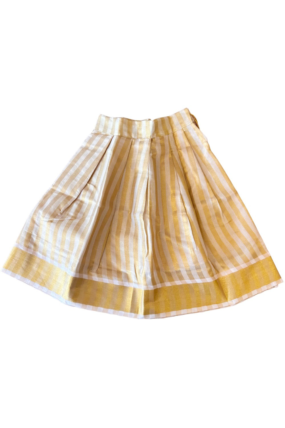 Midukki-Traditional South Indian Kids Pattu Pavada- Yellow tissue top stripped tissue skirt- Age 5 - KK5MID0013