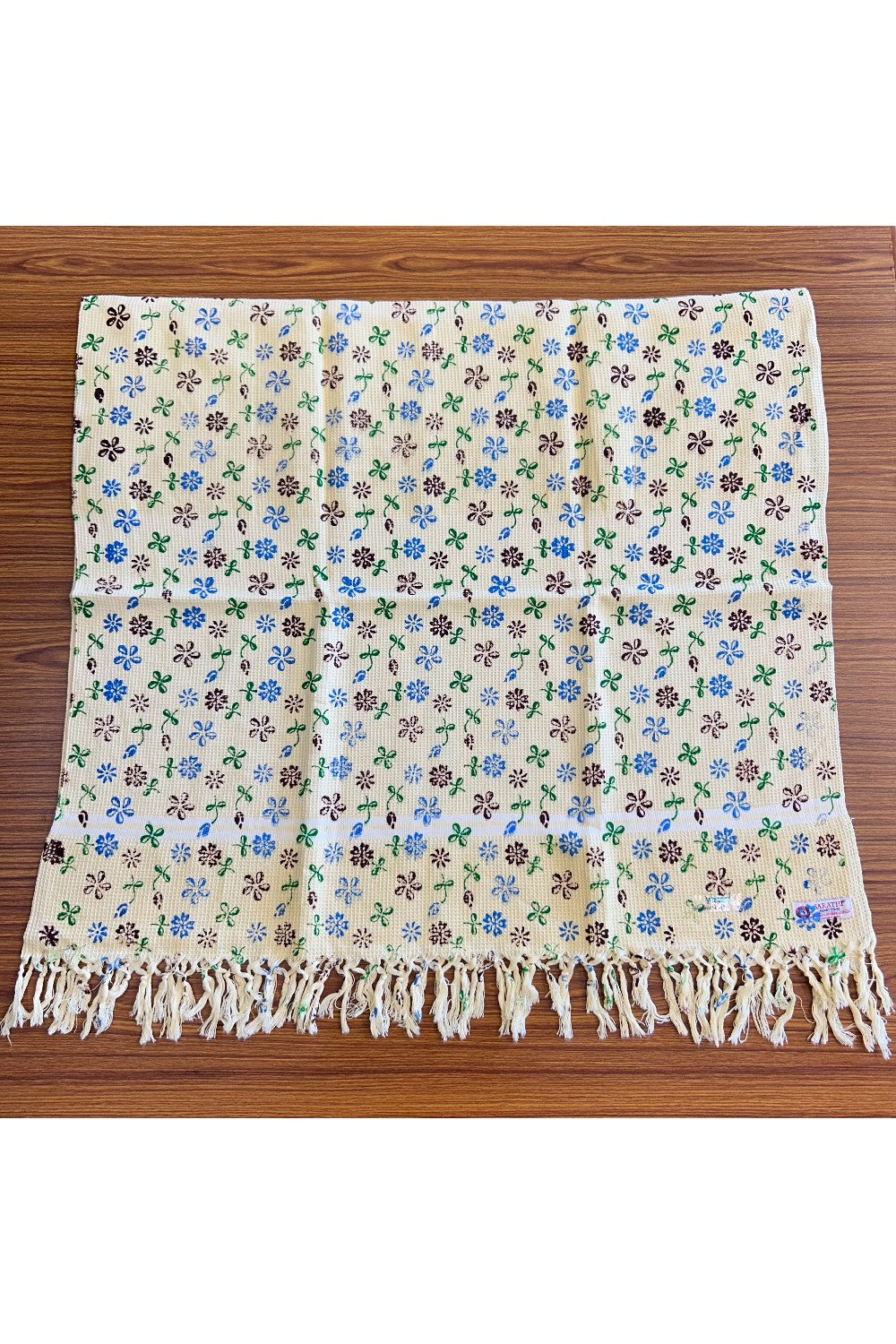 16% Discount! Kaitharikada - Pure Cotton Honey Comb Flower Pattern - 30 x 60 inch - 14KK126SAR