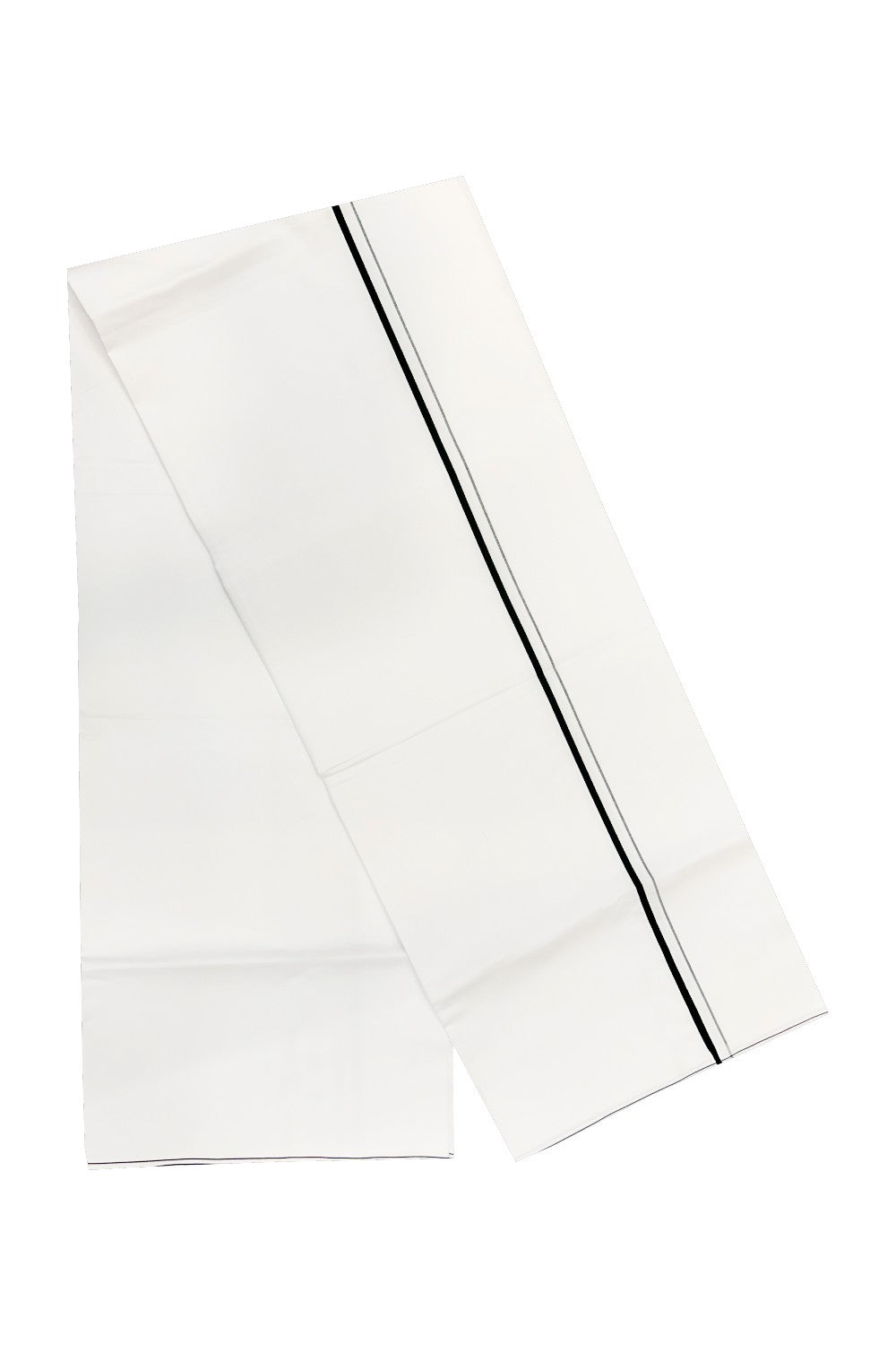 21% OFFER!! KaithariKada WRINKLE FREE Cotton PURE WHITE SINGLE Mundu/Dhoti-40X40 Dark Green 1.5 cm (2 meter / 4 muzham) Kara- 14uat