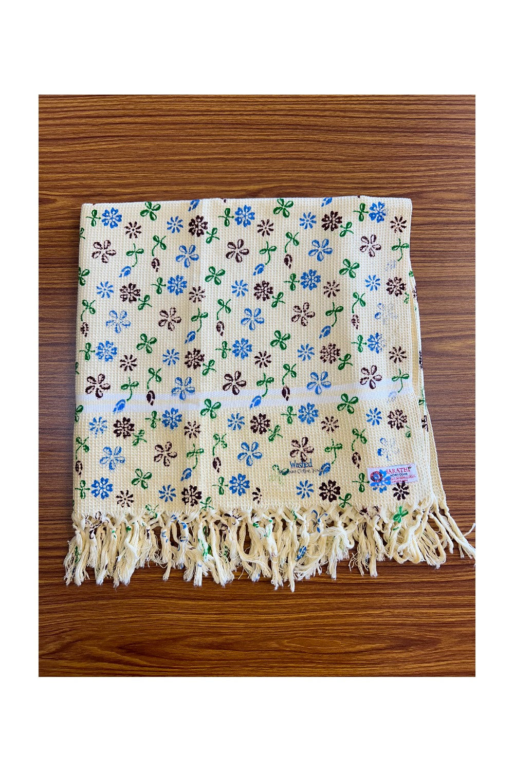 16% Discount! Kaitharikada - Pure Cotton Honey Comb Flower Pattern - 30 x 60 inch - 14KK126SAR