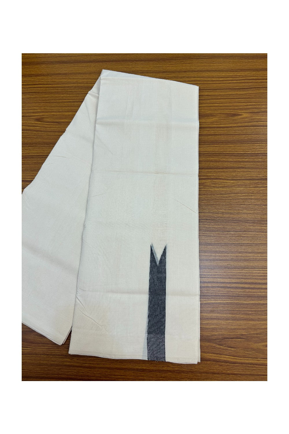 25% DISCOUNT ! KaithariKada HANDLOOM Unakkupaav Balaramapuram - 100% PURE Cotton Off White - (Unbleached) Double Mundu/Dhoti - 100x100 - 1.25 Inch Black Chutty - 14KK5176ABH