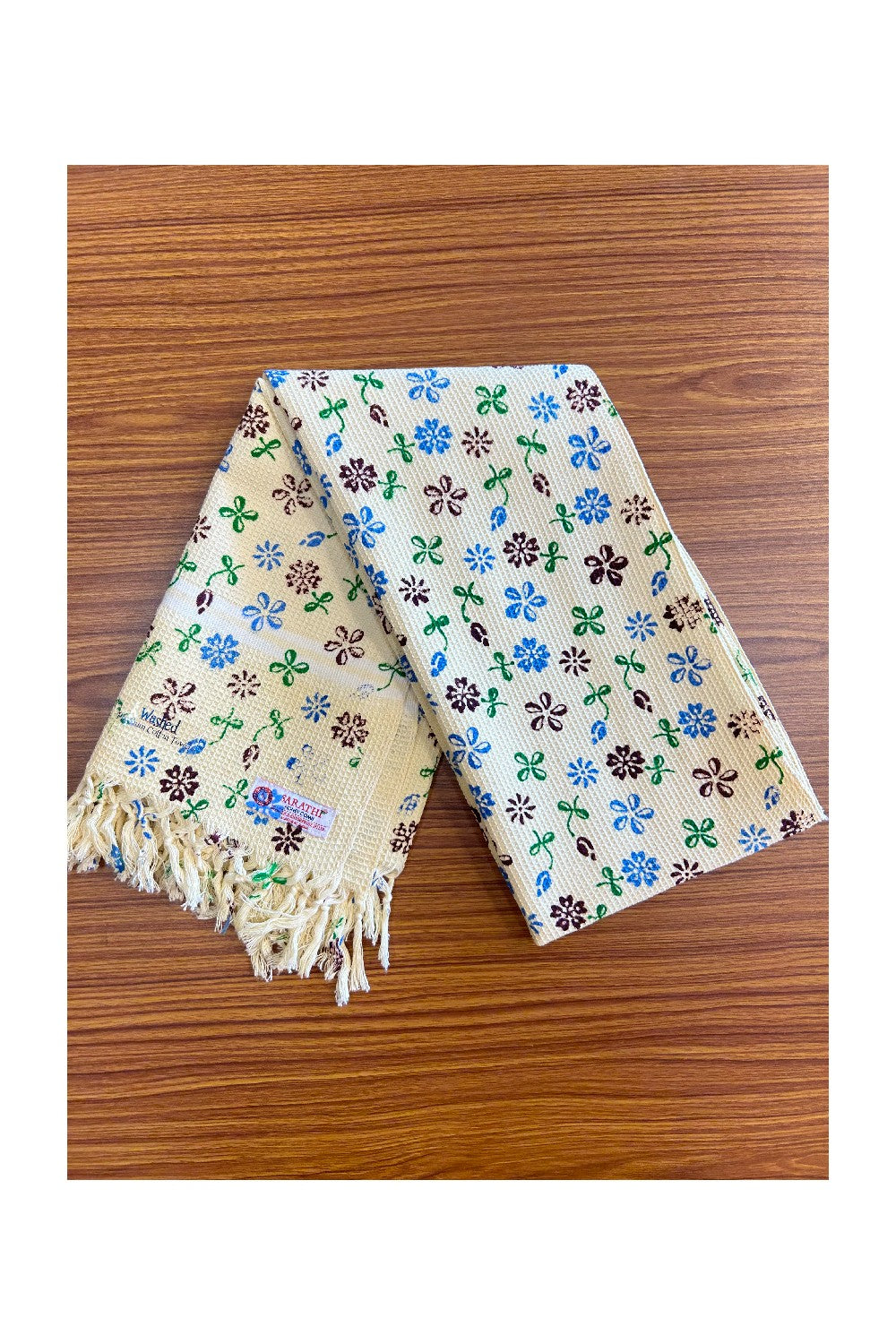 16% Discount! Kaitharikada - Pure Cotton Honey Comb Flower Pattern - 30 x 60 inch - 14KK126SAR