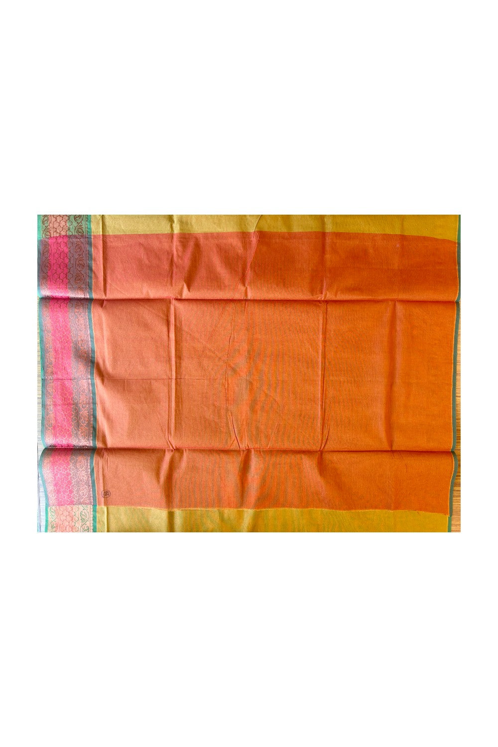 KaithariKada- Balaramapuram Saree - 100% PURE Cotton Silk - Mustard Yellow ,Red,Green & Orange Flower Design -14KK1005PAN.