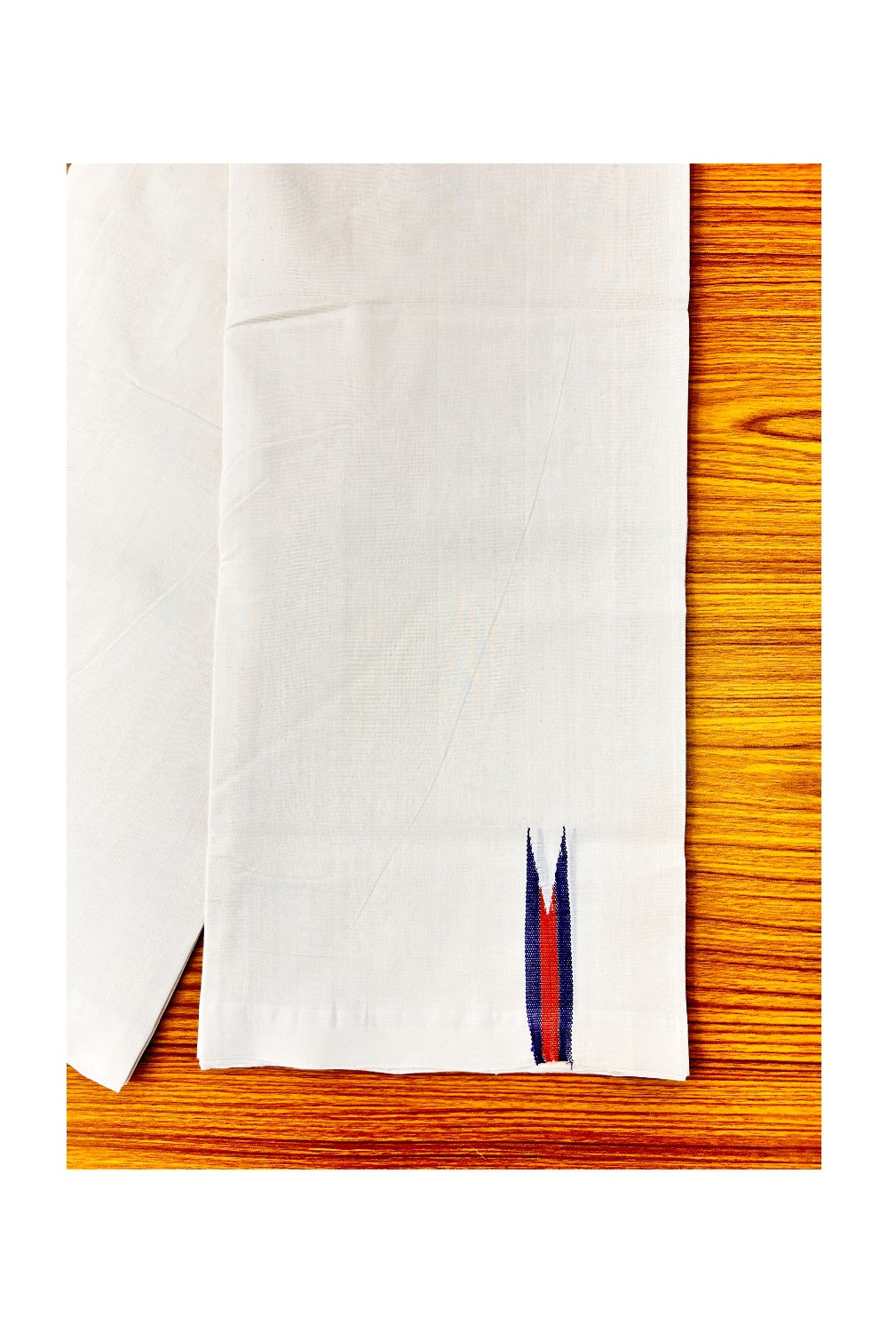 25% Discount! KaithariKada Balaramapuram Handloom Unakkupaav- 100% Pure Cotton 100x100 Double Mundu/Dhoti Off White (Unbleached) - Puliyilakkara Navy+ Brown Red 0.75 inch Chutty Kara-16RAM