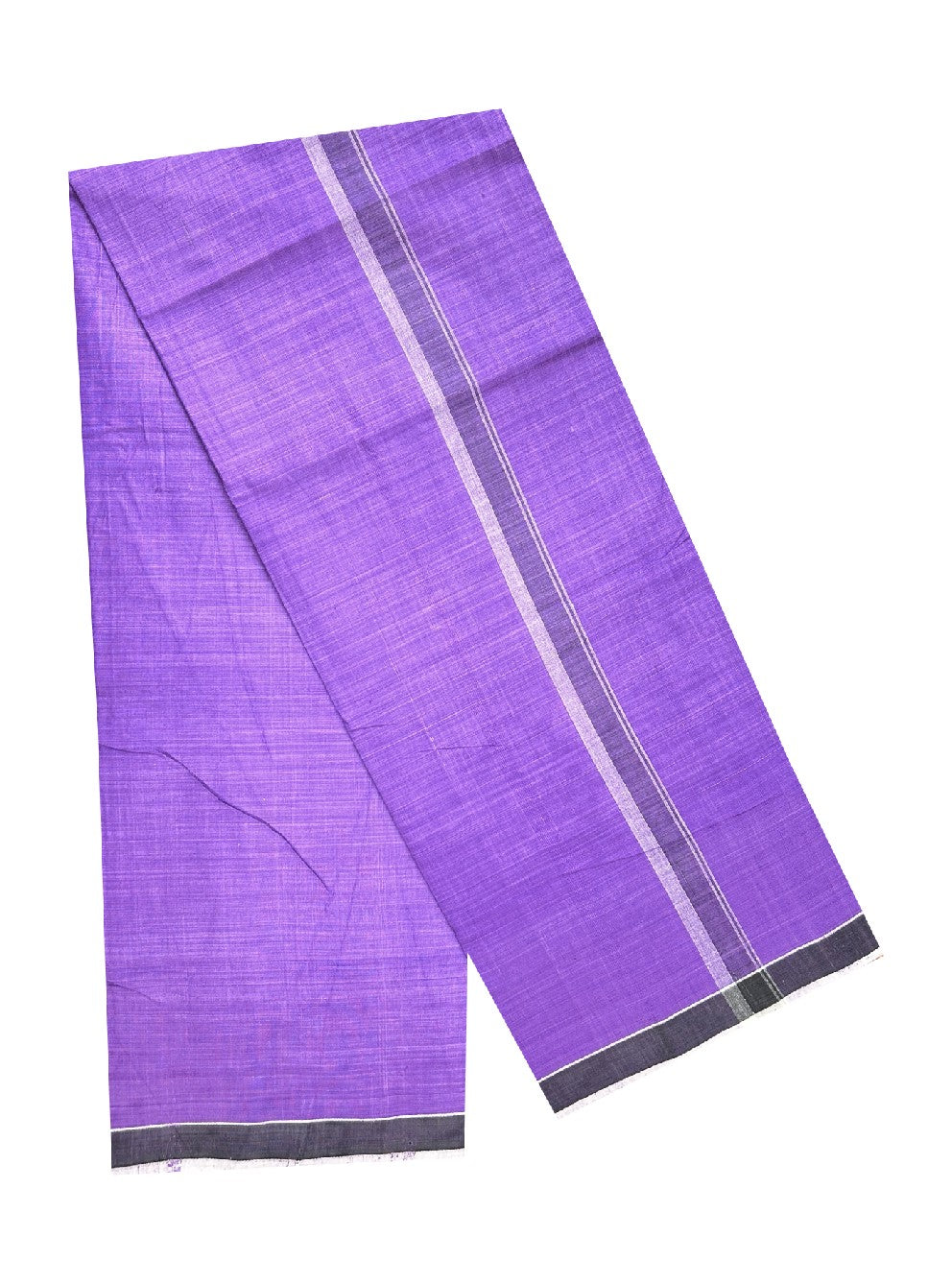 10% Discount ! KaithariKada Kalamachal 100% Pure Cotton - Handloom Single Mundu/Dhoti - Light Violet  Colour Body & Black 3.cm Kara- 161123Kaily022.Handloom Government Sealed.