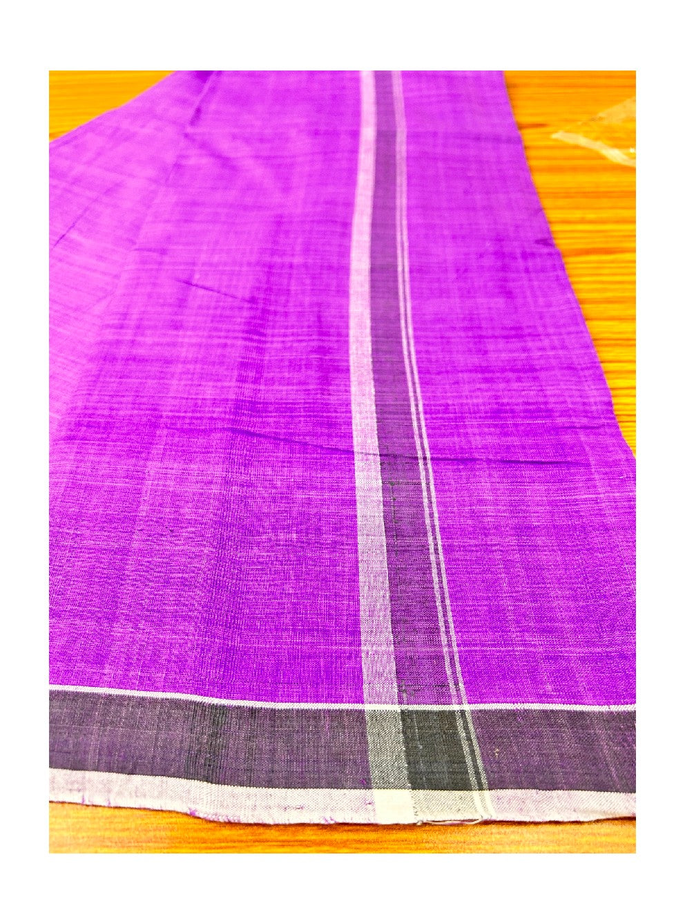 10% Discount ! KaithariKada Kalamachal 100% Pure Cotton - Handloom Single Mundu/Dhoti - Light Violet  Colour Body & Black 3.cm Kara- 161123Kaily022.Handloom Government Sealed.