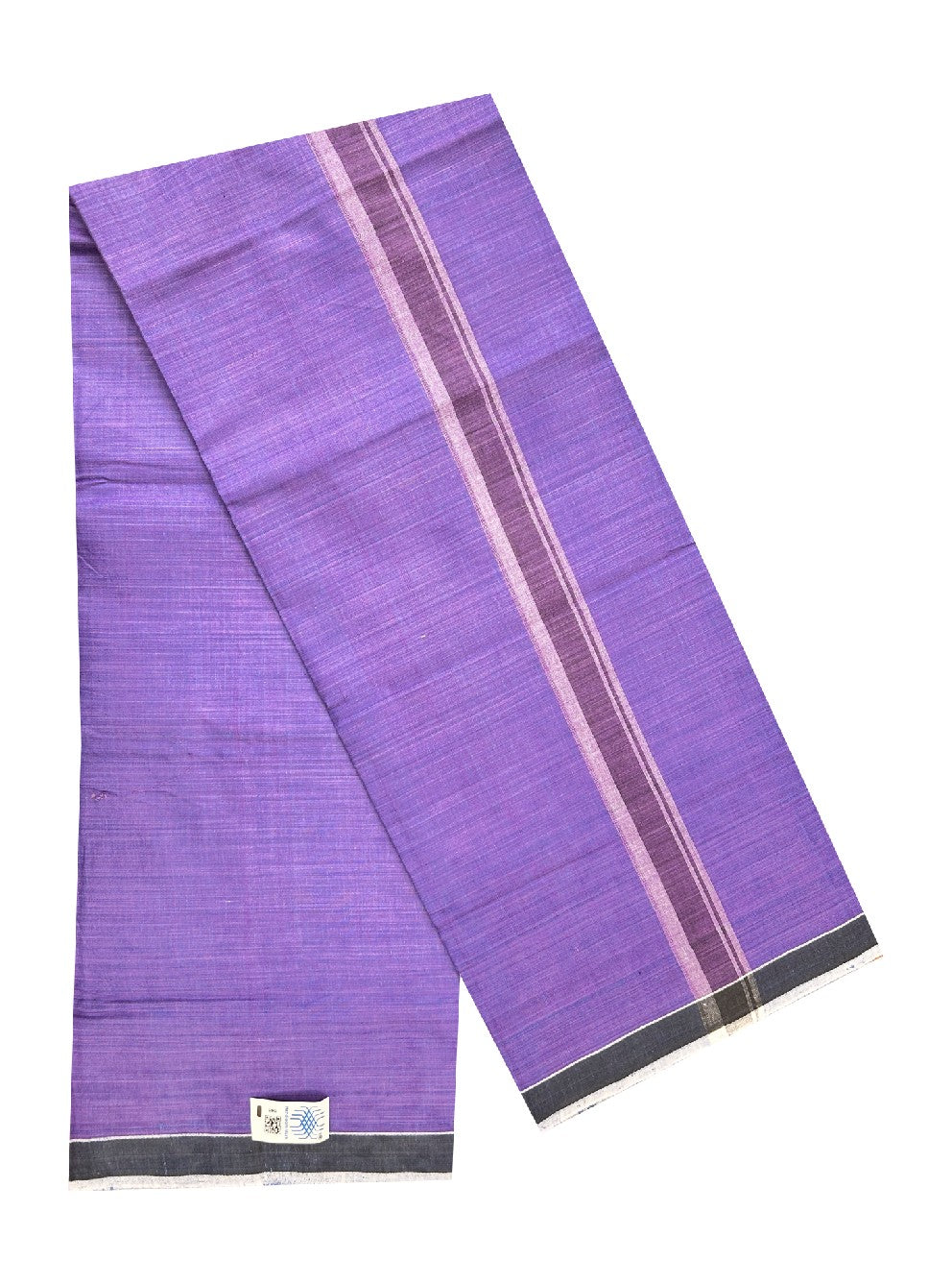 10% Discount ! KaithariKada Kalamachal 100% Pure Cotton - Handloom Single Mundu/Dhoti - Violet  Colour Body & Black 3.cm  Kara- 161123KAILY021. Handloom Government Sealed.