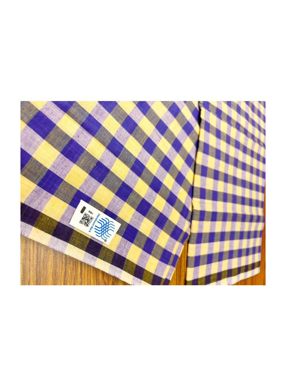 10% Discount ! KaithariKada Kalamachal 100% Pure Cotton - Handloom Single Mundu/Dhoti - Violet & Yellow Check Colour Body & Black 2.cm Kara - 161123KAILY024. Handloom Government sealed.