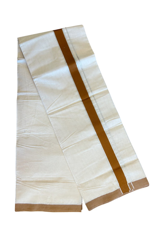 20% Discount KaithariKada Balaramapuram 100% Cotton Double Off white - (Unbleached) - Mundu/Dhoti - 100x80 - 1.75 inch  Silver Kasavu &  Brown Kara (8 Muzham) - 115