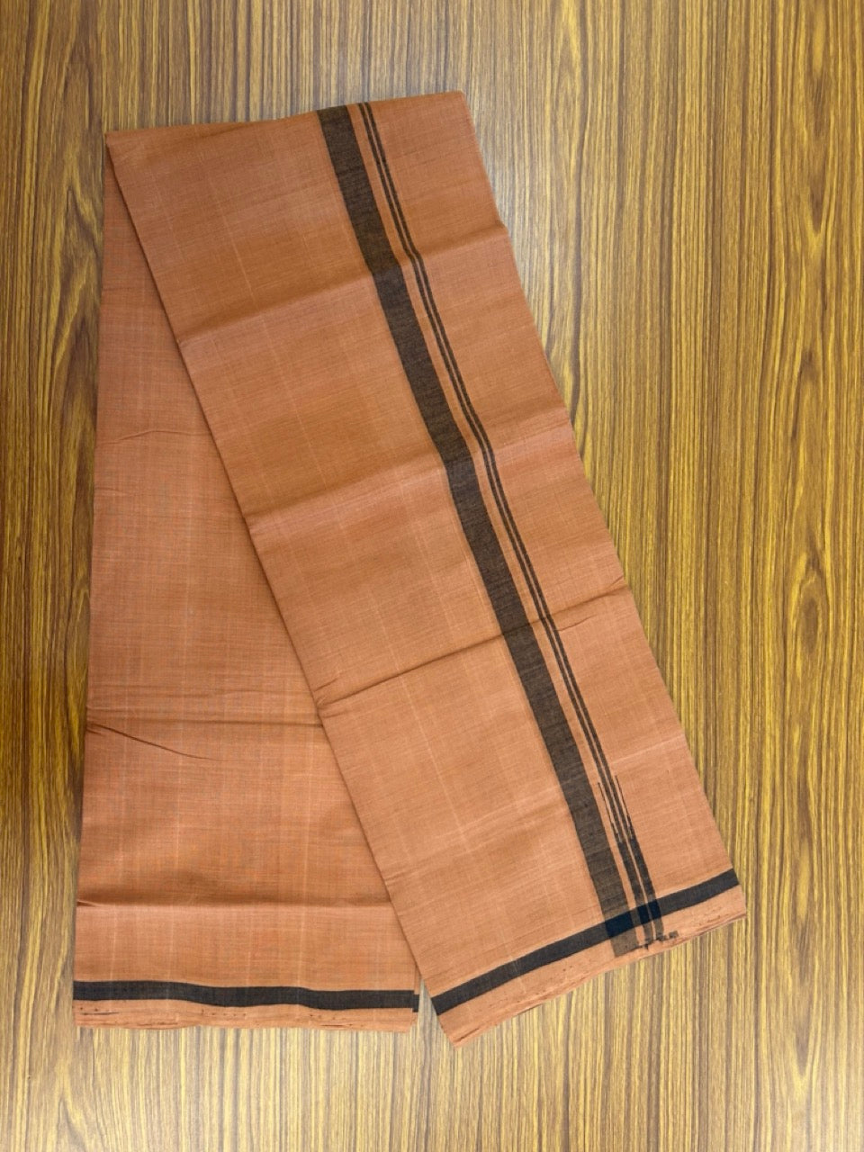 HANDLOOM Single KaithariKada - 10% Discount ! 100% Pure Cotton - Mundu/Dhoti KAVI COLOUR BODY 2cm BLACK Kara CHUTTY (2 meter / 4 muzham)- 18KK8026ELA
