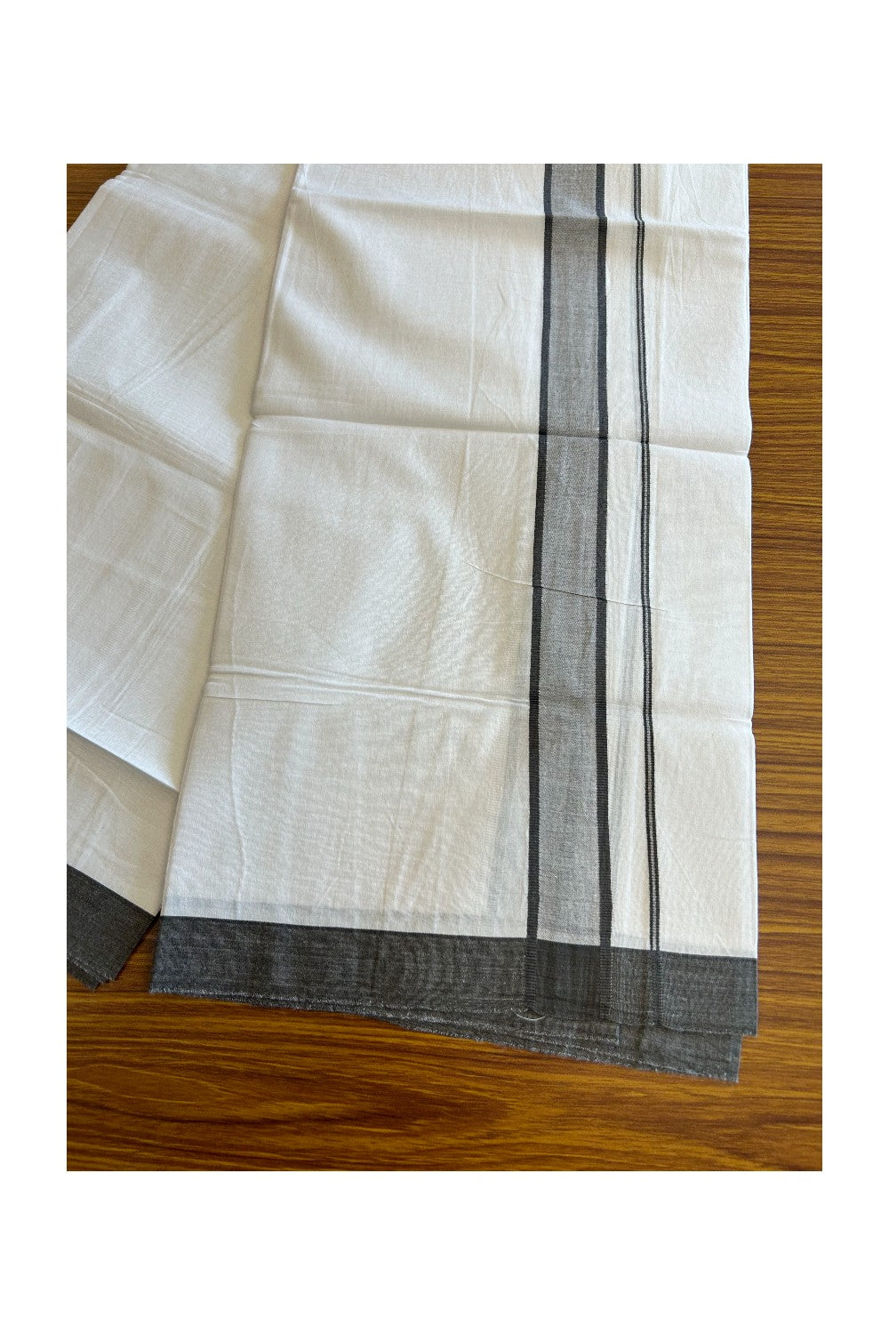 8% Discount ! Kaitharikada Balaramapuram 100% Cotton PURE WHITE SINGLE Mundu/Dothi- 2 inch Dark Sage Green Kara (1.98 meters / 4 muzham) - 18KK5032GAN