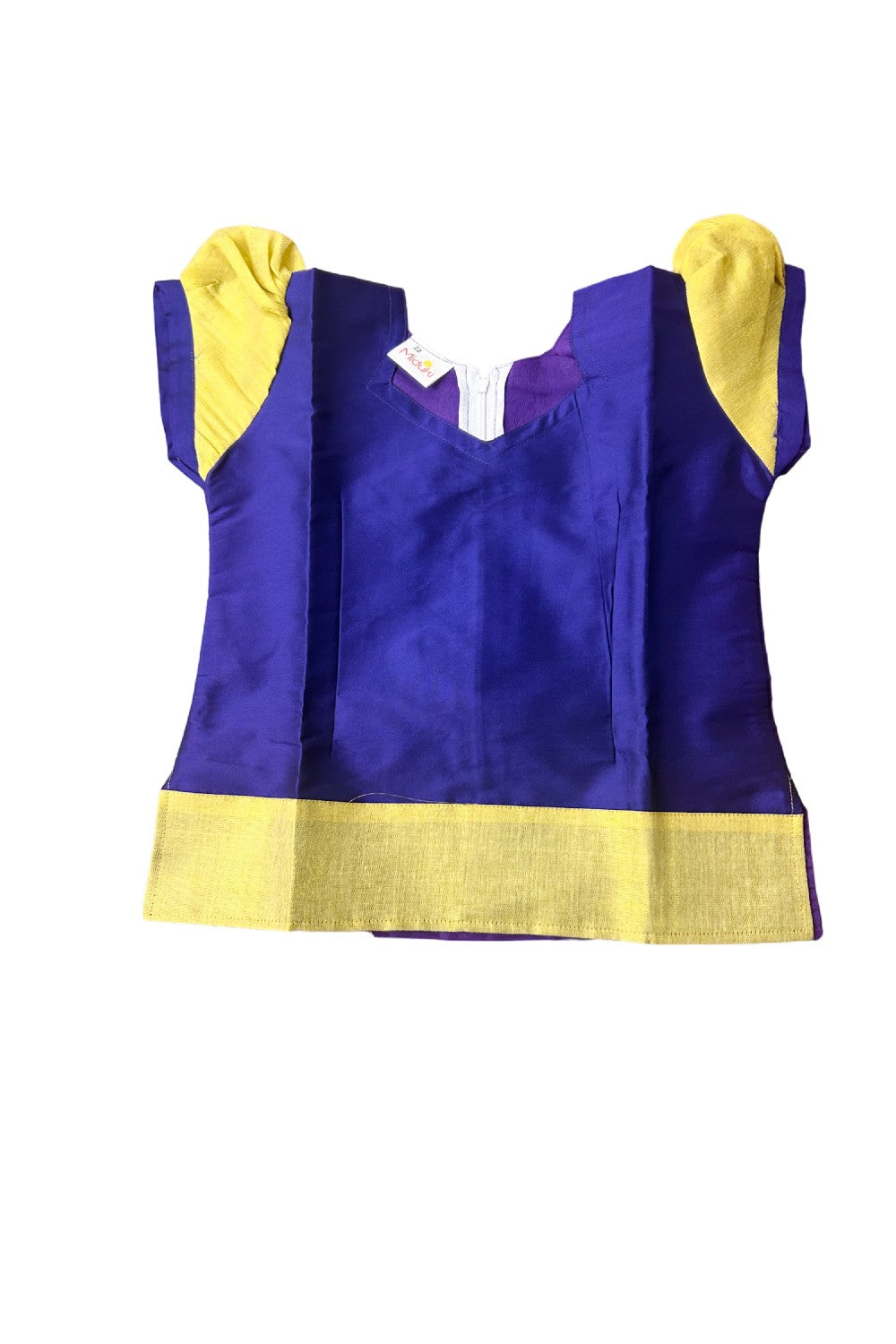 Midukki-Traditional South Indian Kids Pattu Pavada- Violet top offwhite check skirt - Age 5 - KK5MID0018
