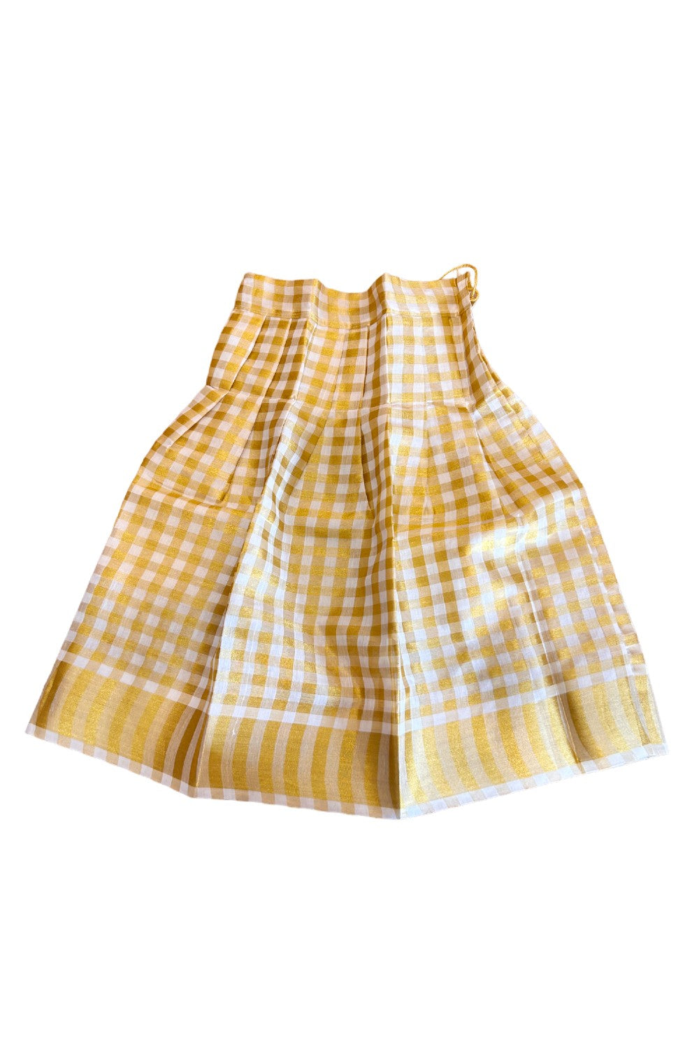 Midukki-Traditional South Indian Kids Pattu Pavada- Lime green top offwhite check skirt - Age 6 - KK6MID0018