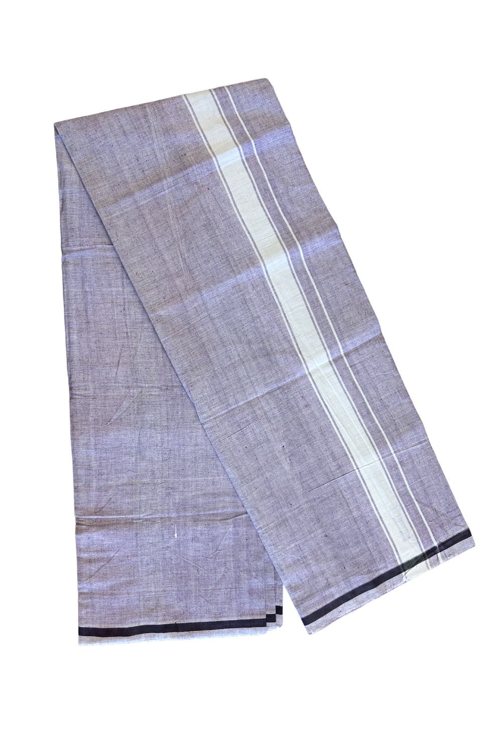 10% DISCOUNT ! KaithariKada Kalamachal 100% Pure Cotton - (80X80) Twisted Thread Handloom Single Mundu/Dhoti - Violet COLOUR BODY & White stripes 4.5 cm Kara- 19KK479KAL