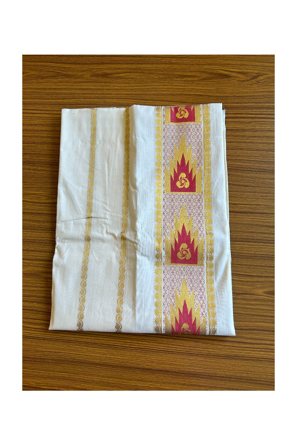 20% Discount ! Kaitharikada Traditional Kerala Style - Churidar Suit Material - Pure Cotton With Red Temple Design - 2KK505VIN