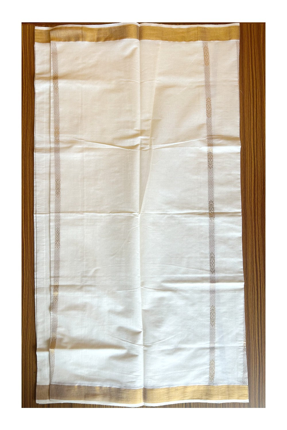 Kaitharikada Kerala Cotton Saree Off white - 29.5 inch Kasav Zari with Peacock Pattern Putta Design- 2KK1002JEE