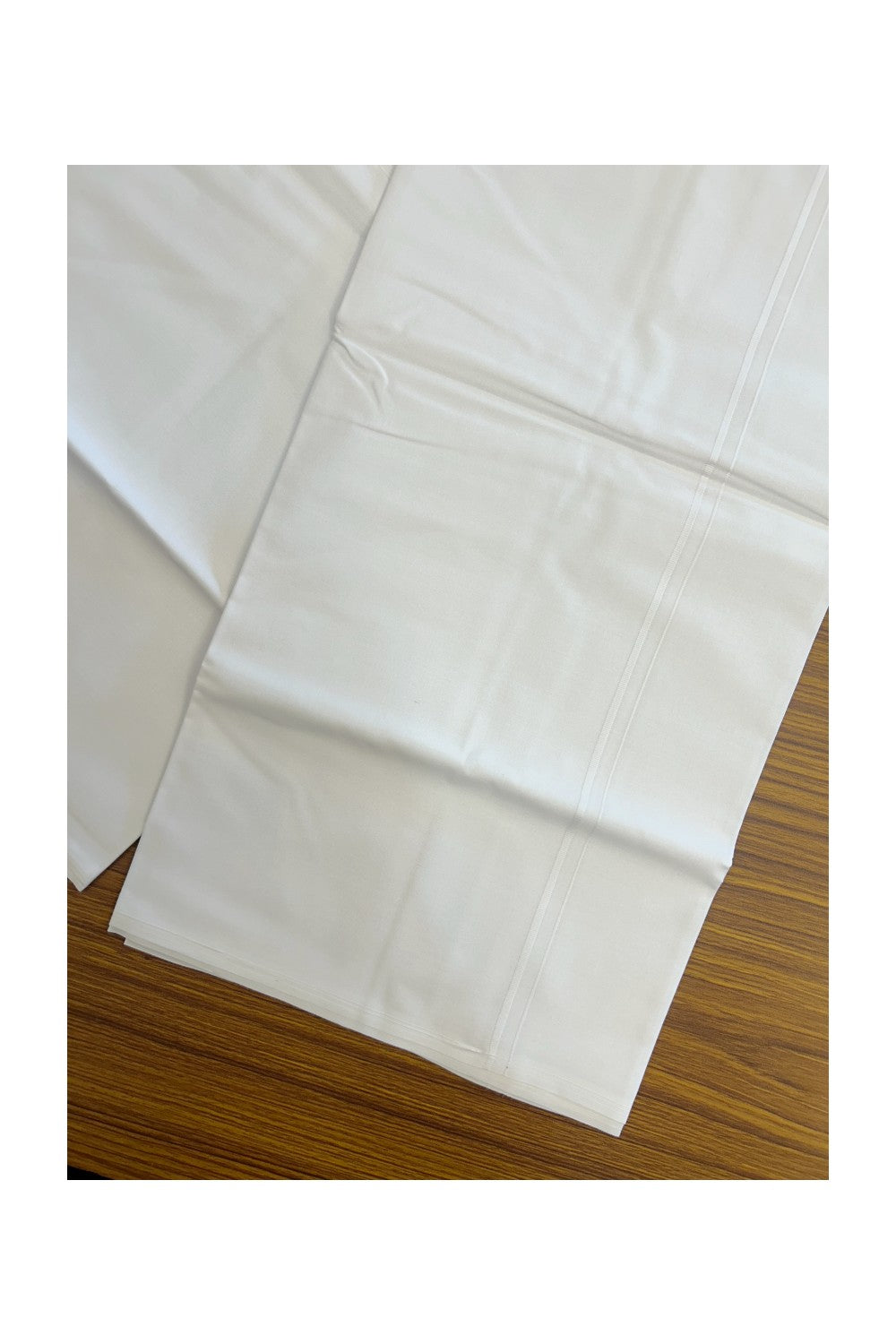 KaithariKada Balaramapuram 100% Cotton PURE WHITE Single Mundu/Dhoti-100x110 - 0.3cm White Kara (2 meter / 4 muzham) - 2KK5242 MC