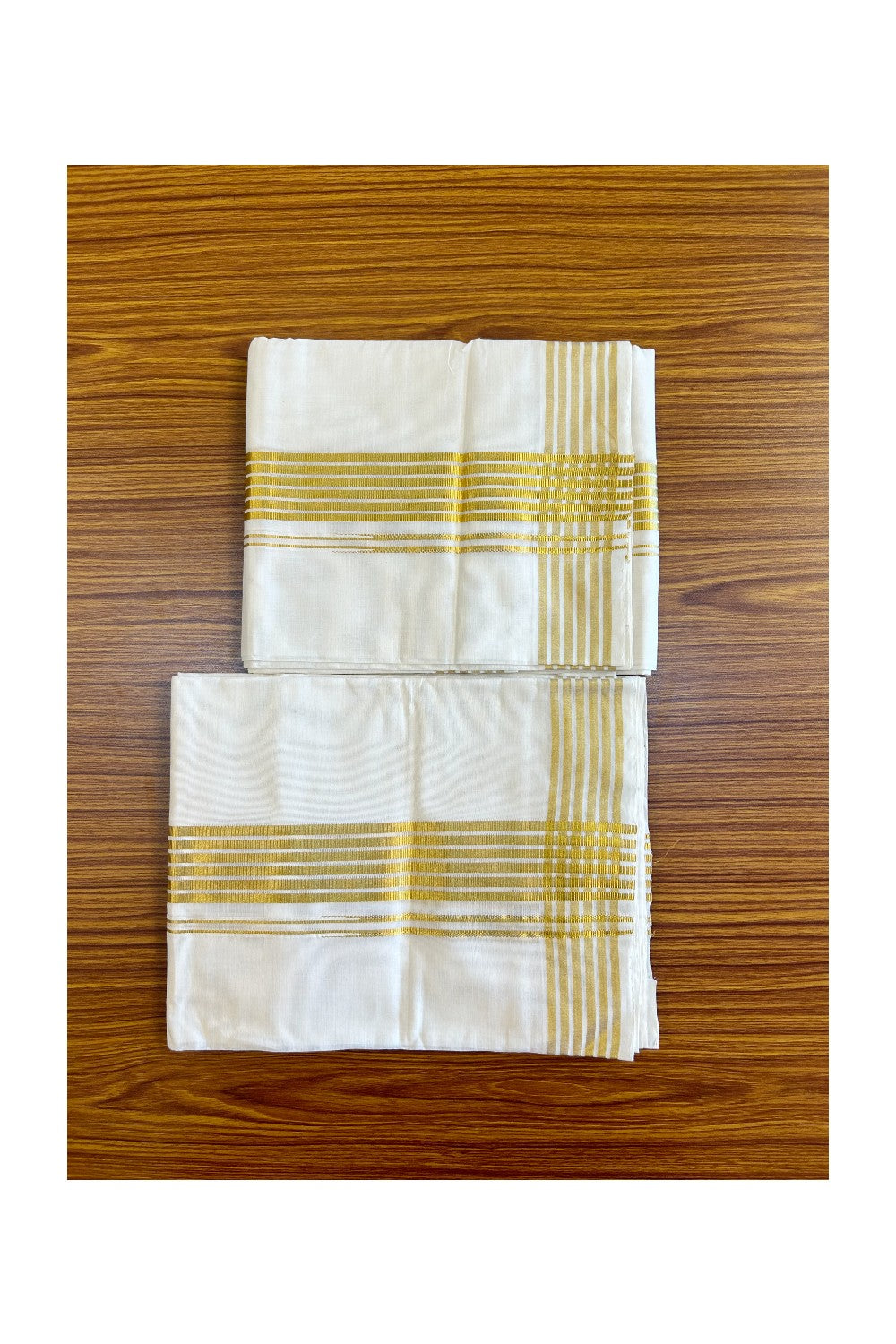 32%DISCOUNT !! KaithariKada HANDLOOM MILLPAAV Balaramapuram - 100% Pure Cotton - SINGLE SET MUND FOR WOMEN - Kasavu Striped Kara - 2KK451NAV