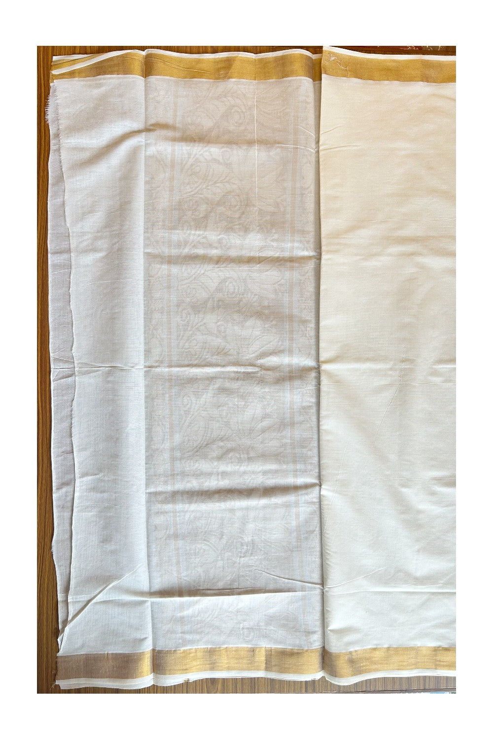 Kaitharikada Kerala Cotton Saree Off white - 29.5 inch Kasav Zari with Peacock Pattern Putta Design- 2KK1002JEE