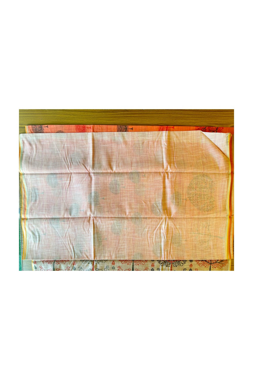 KaithariKada- Balaramapuram & Saree - 100% PURE Cotton Silk - Orange & Black Design - 2KK1004DHA