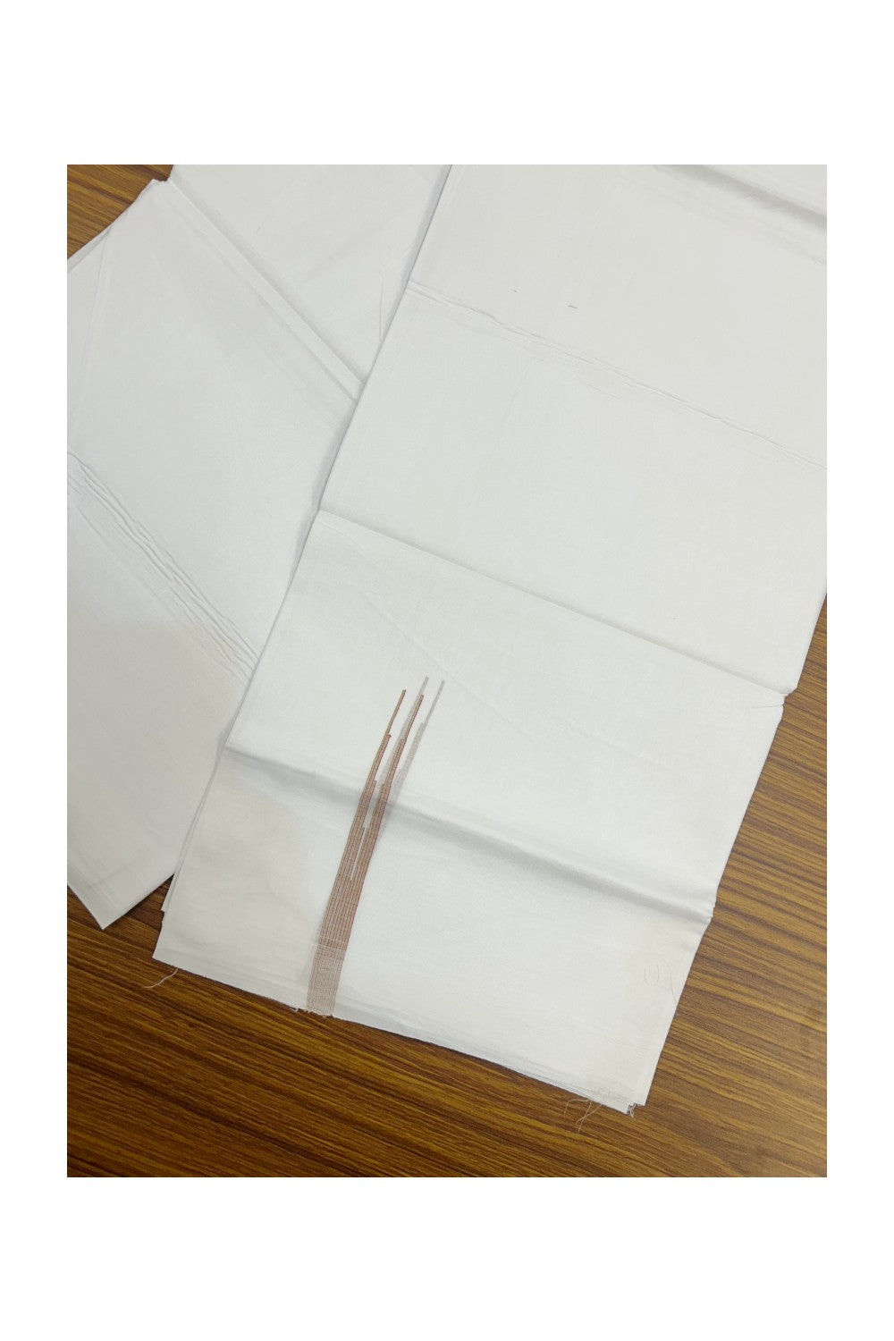 20% Discount!! New!! KaithariKada Balaramapuram 100% Cotton Pure White Double Mundu/Dhoti - (100x80)s - 0.5 inch Yellow Green & Magenta Shaded Puliyilakkara chutty - 20KK5210CKS