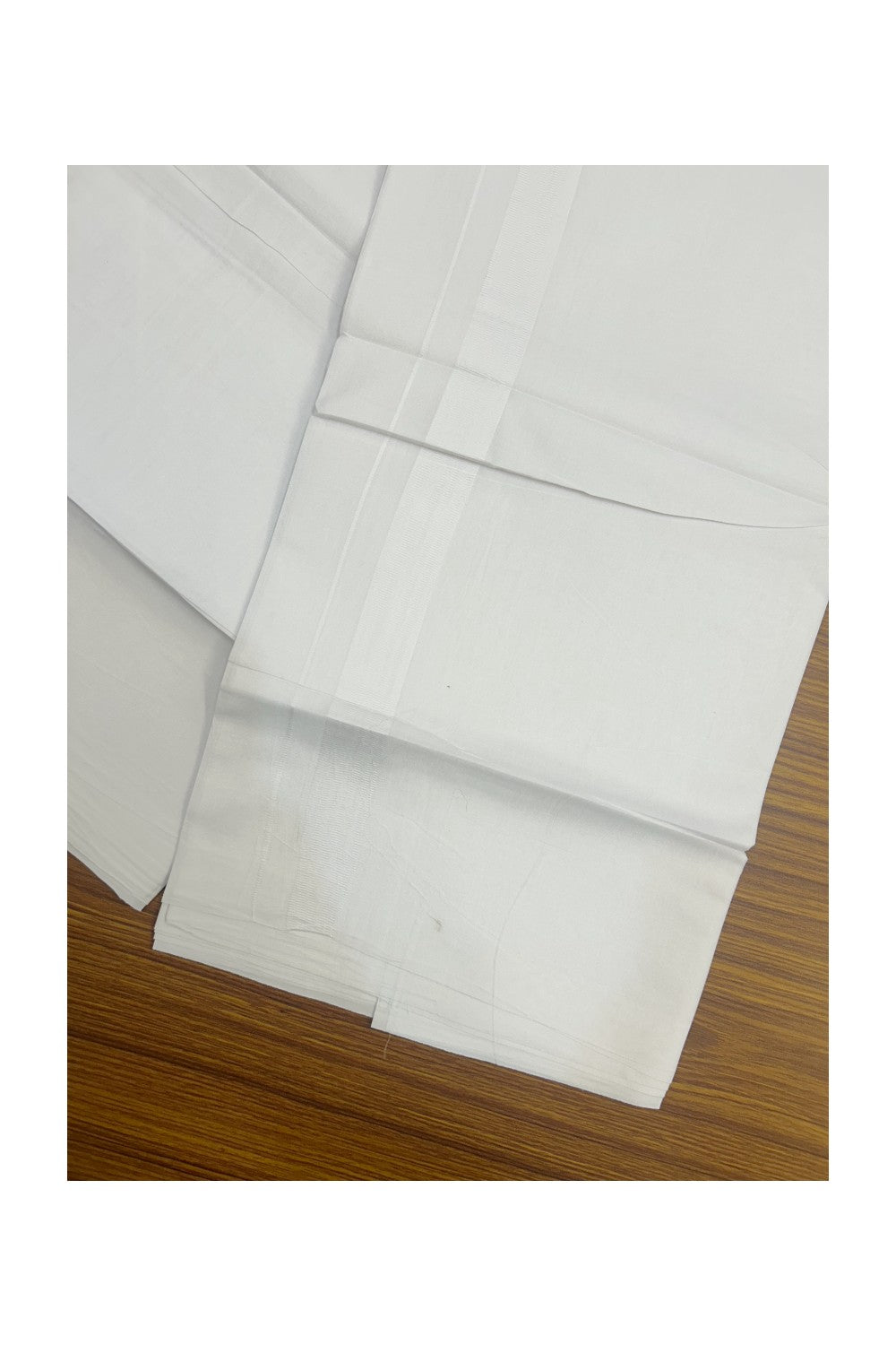 20% Discount! KaithariKada Balaramapuram 100% Cotton Double Pure White - Mundu/Dhoti - 100x80 - 1 inch White Kara - 23KK5172PMC