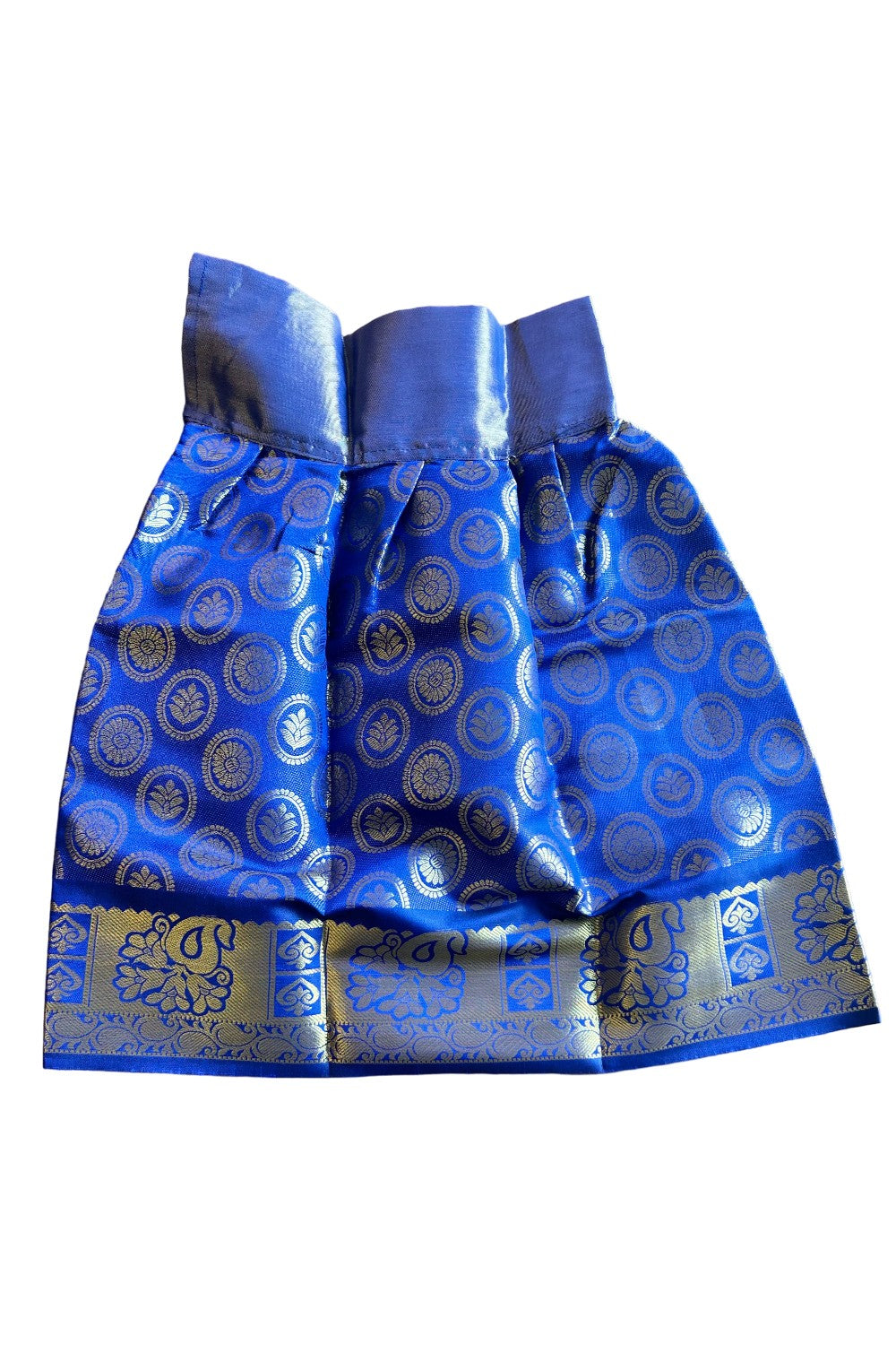 Midukki-Traditional South Indian Kids Pattu Pavada- Blue tissue top blue brocade skirt - Age 3 - KK3MID0025