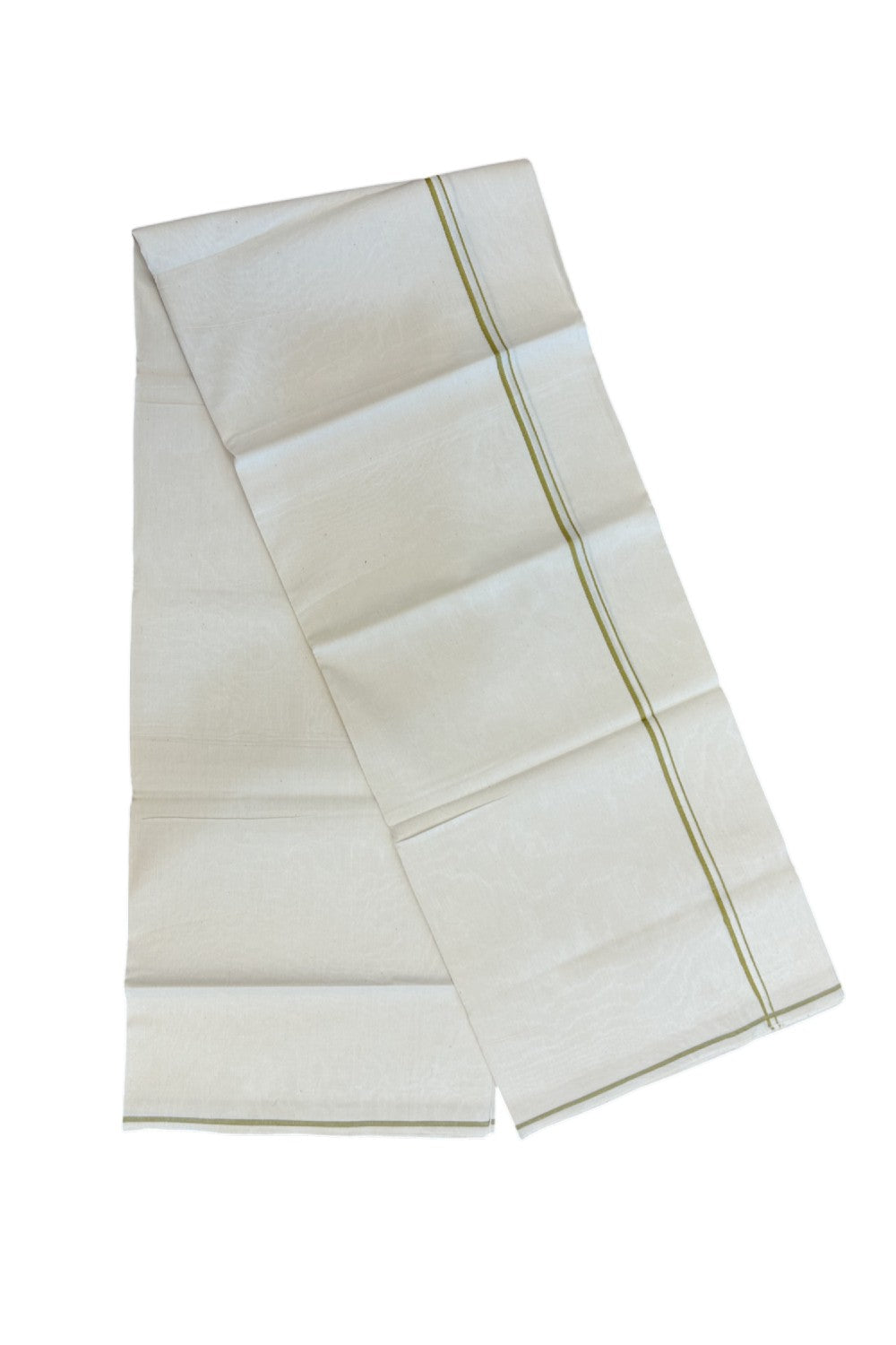 24% Discount !! KaithariKada Balaramapuram 100% Cotton OFF WHITE (Unbleached) Single Mundu/Dhoti - Twisted 60s Thread - 0.3 cm Dark Mustard thin Kara (2 meter / 4 muzham) - 55KK5241 GL