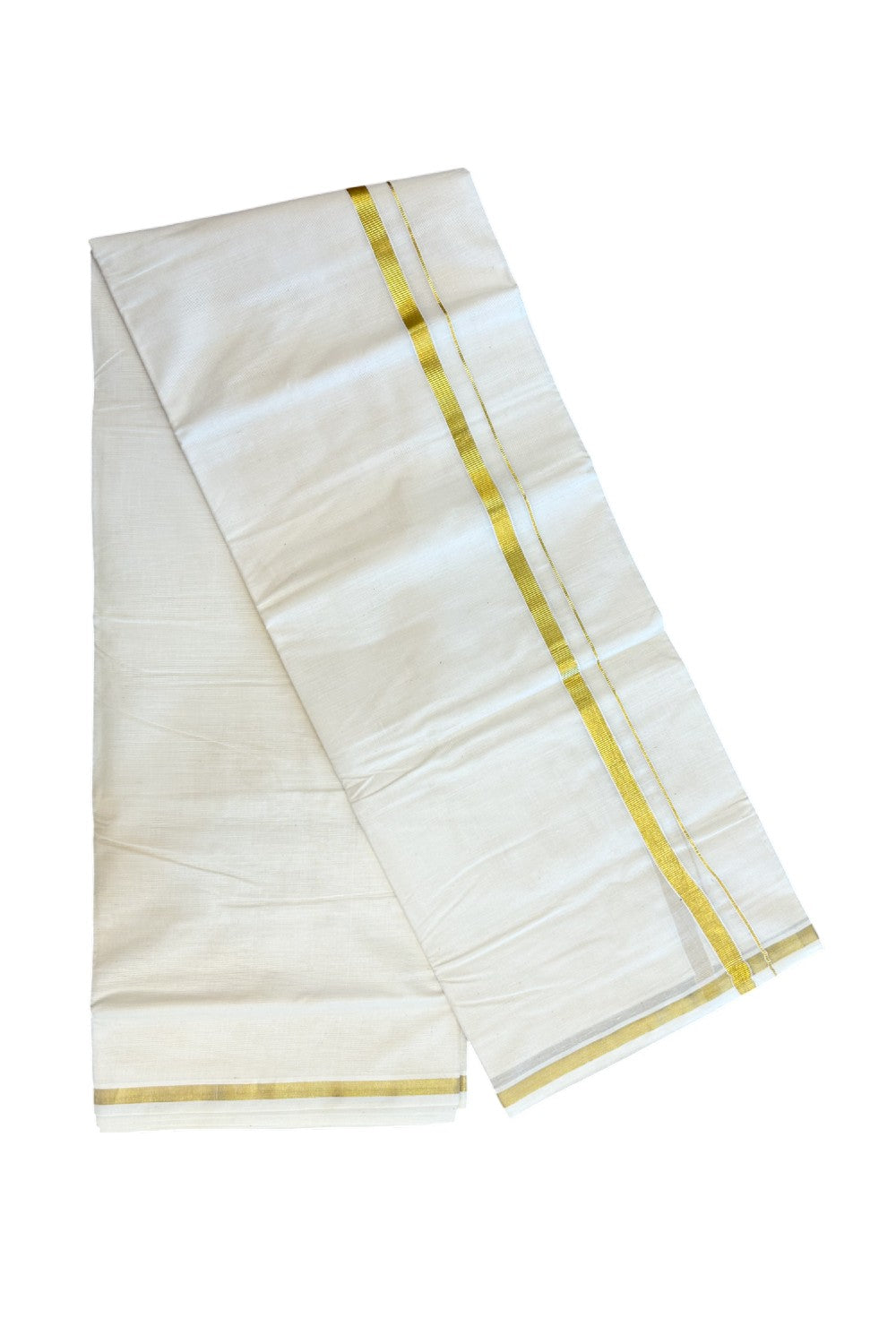20% Discount !! KaithariKada Balaramapuram 100% Cotton Double Off white - (Unbleached) Mundu/Dhoti - 80x72 - 0.5 inch Kasavu Kara - 29KK5212 VIN
